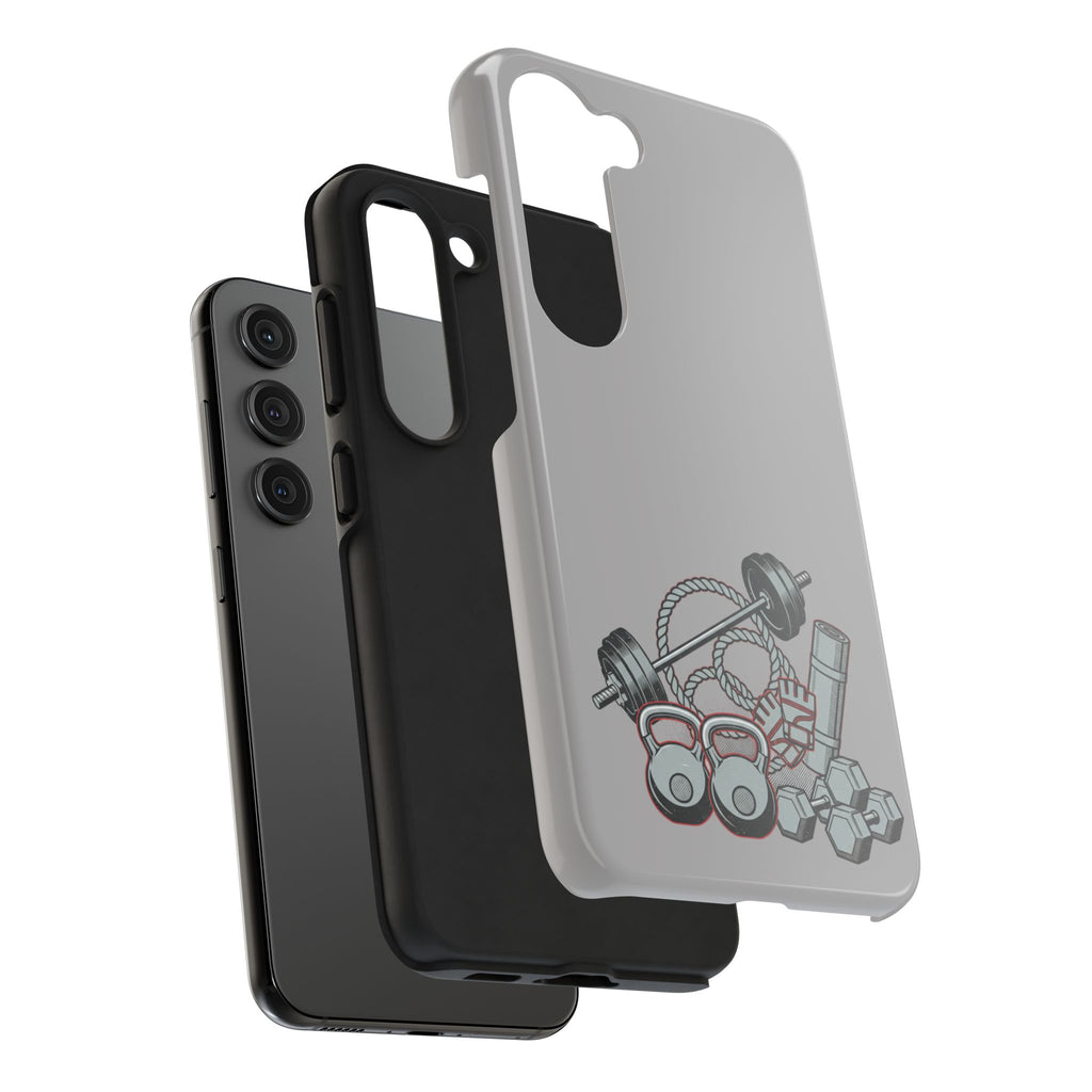 Fitness Gear Tough Phone Case — Dumbbells, Kettlebells & Jump Rope Design