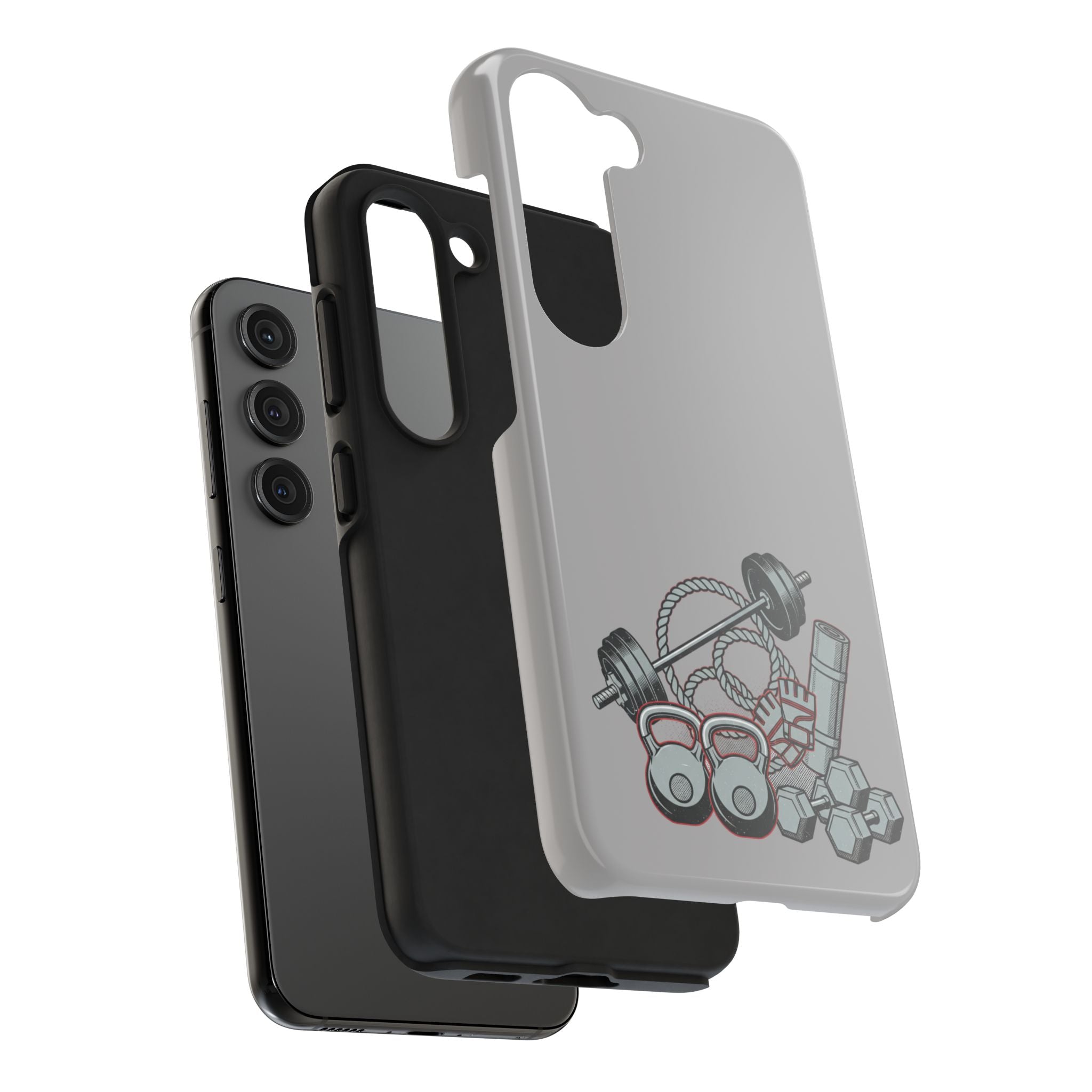 Fitness Gear Tough Phone Case — Dumbbells, Kettlebells & Jump Rope Design