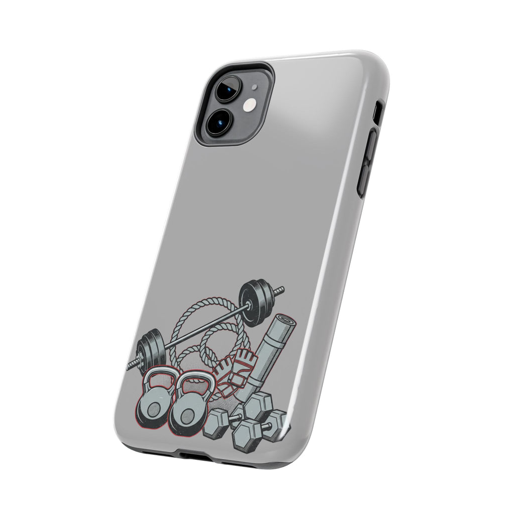 Fitness Gear Tough Phone Case — Dumbbells, Kettlebells & Jump Rope Design