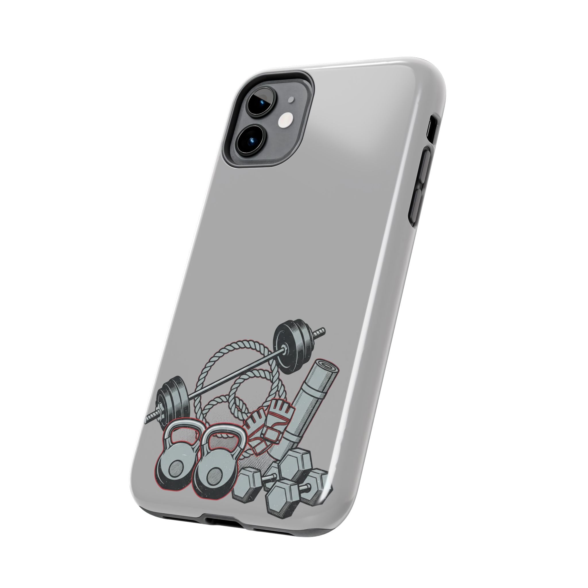 Fitness Gear Tough Phone Case — Dumbbells, Kettlebells & Jump Rope Design