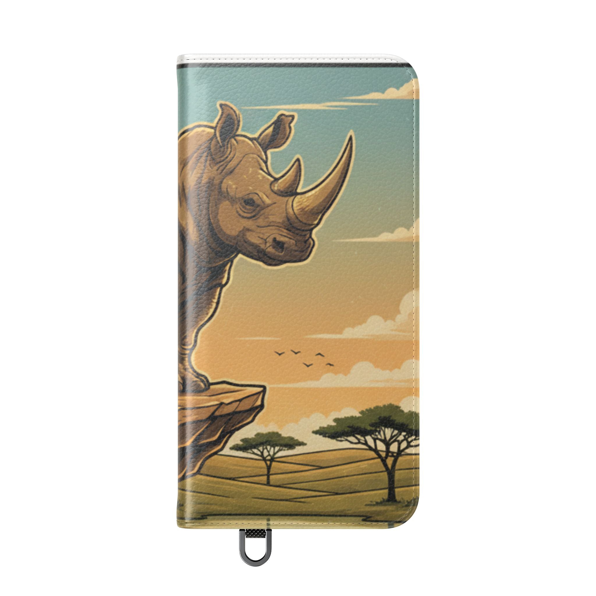 Rhino Sunset Flip Phone Case – Safari Wildlife Wallet Case