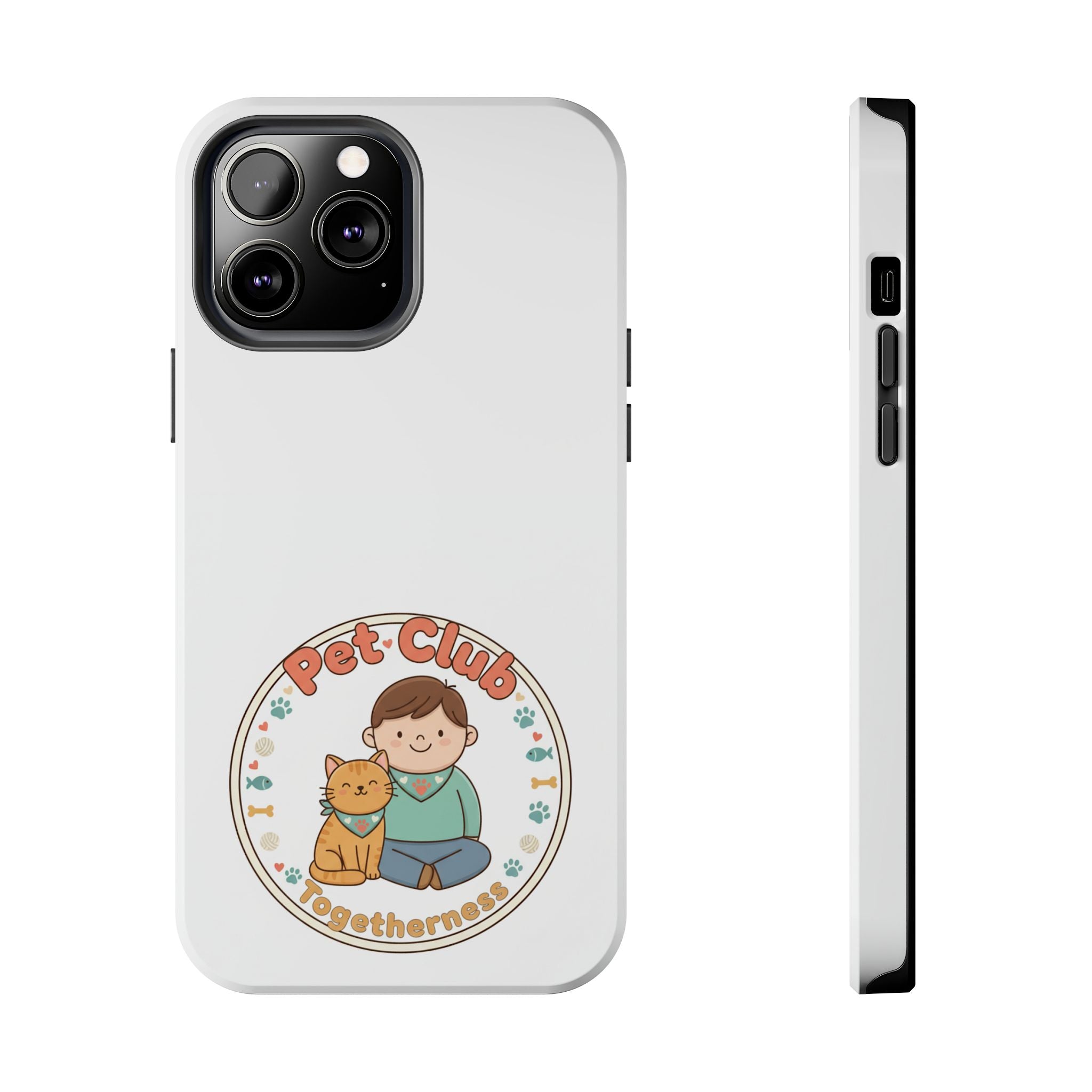 Pet Club Tough Phone Case — Cute Boy & Cat Illustration, "Togetherness" Design