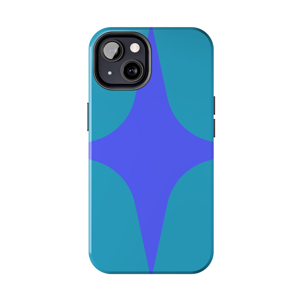 Teal & Indigo Starburst Tough Phone Case — Durable Protective Phone Case