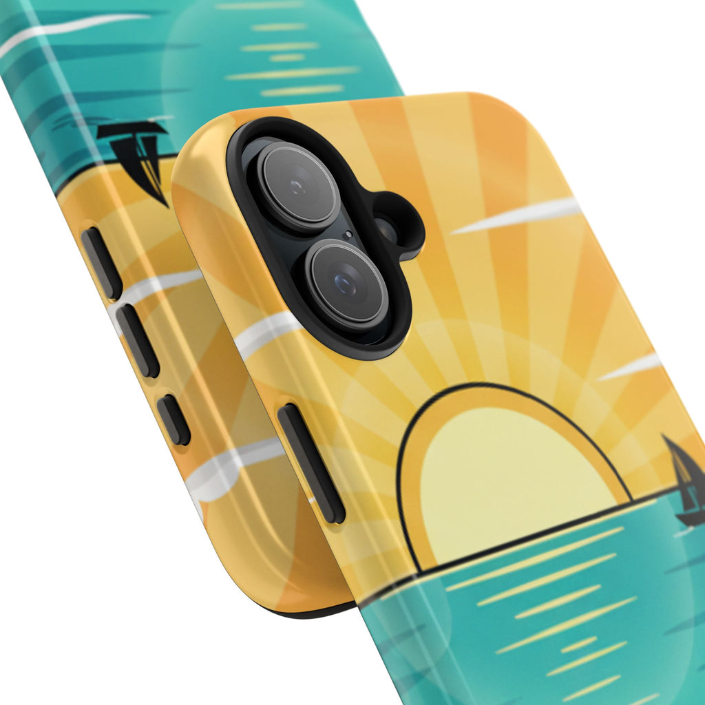Tough Phone Case — Sunset Beach Sailboat Design