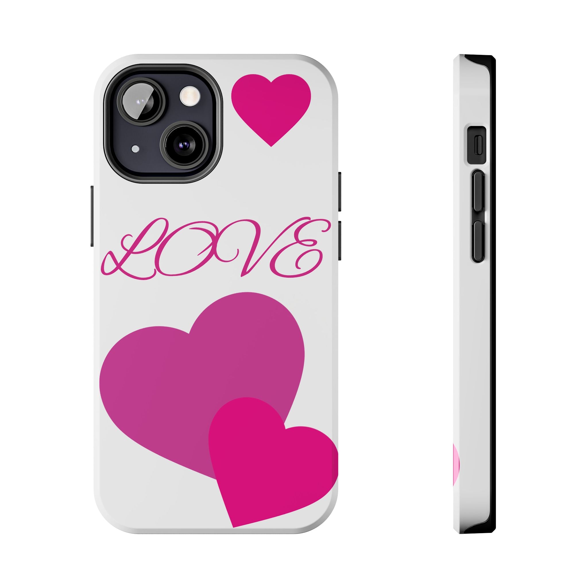 Love Heart Tough Phone Case — Pink Hearts Protective Phone Cover