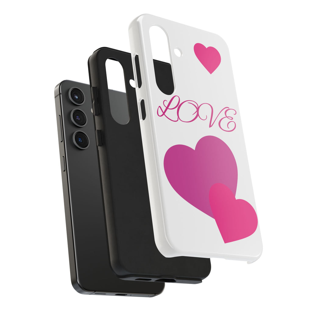 Love Heart Tough Phone Case — Pink Hearts Protective Phone Cover