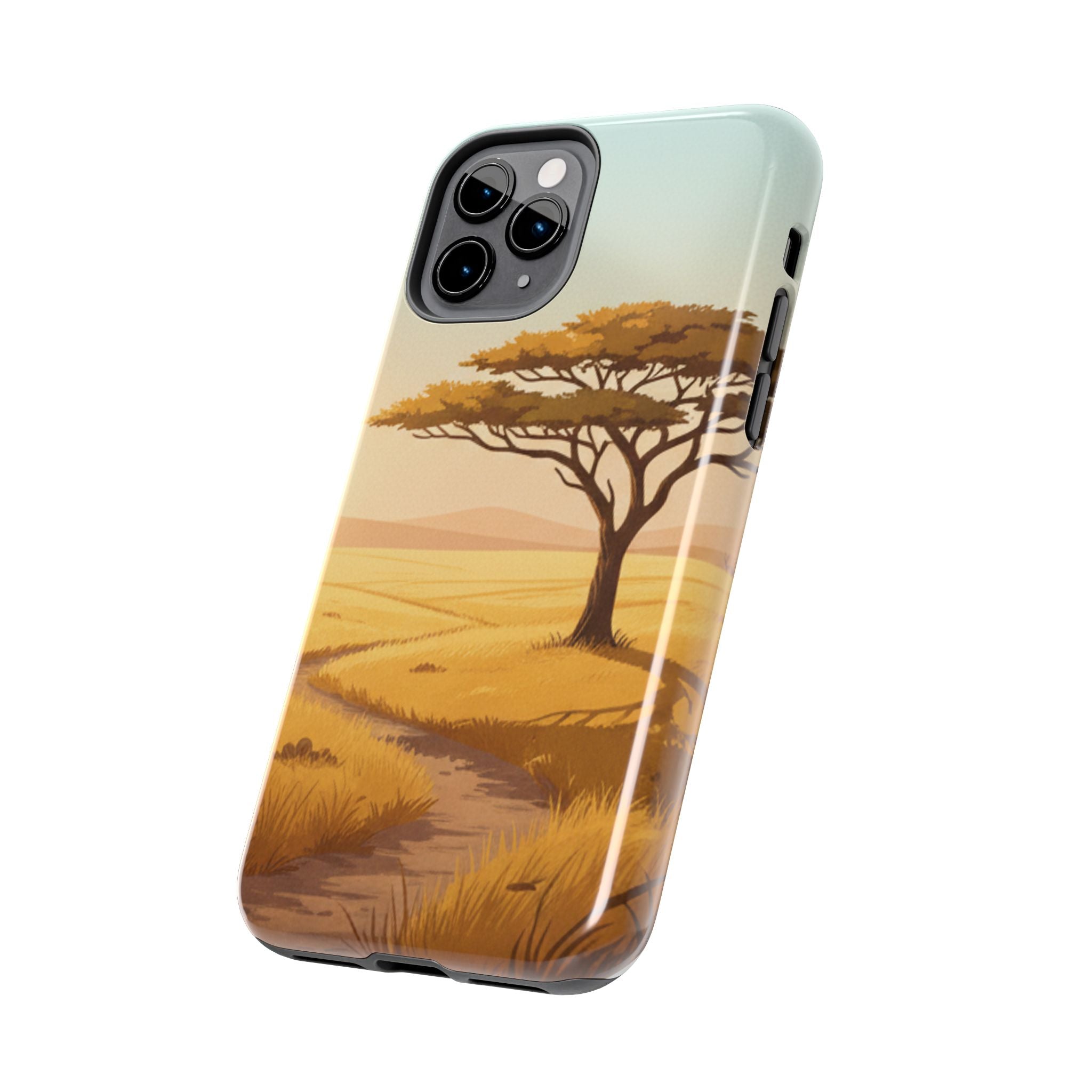 Safari Sunset Tough Phone Case — African Savanna Tree Design