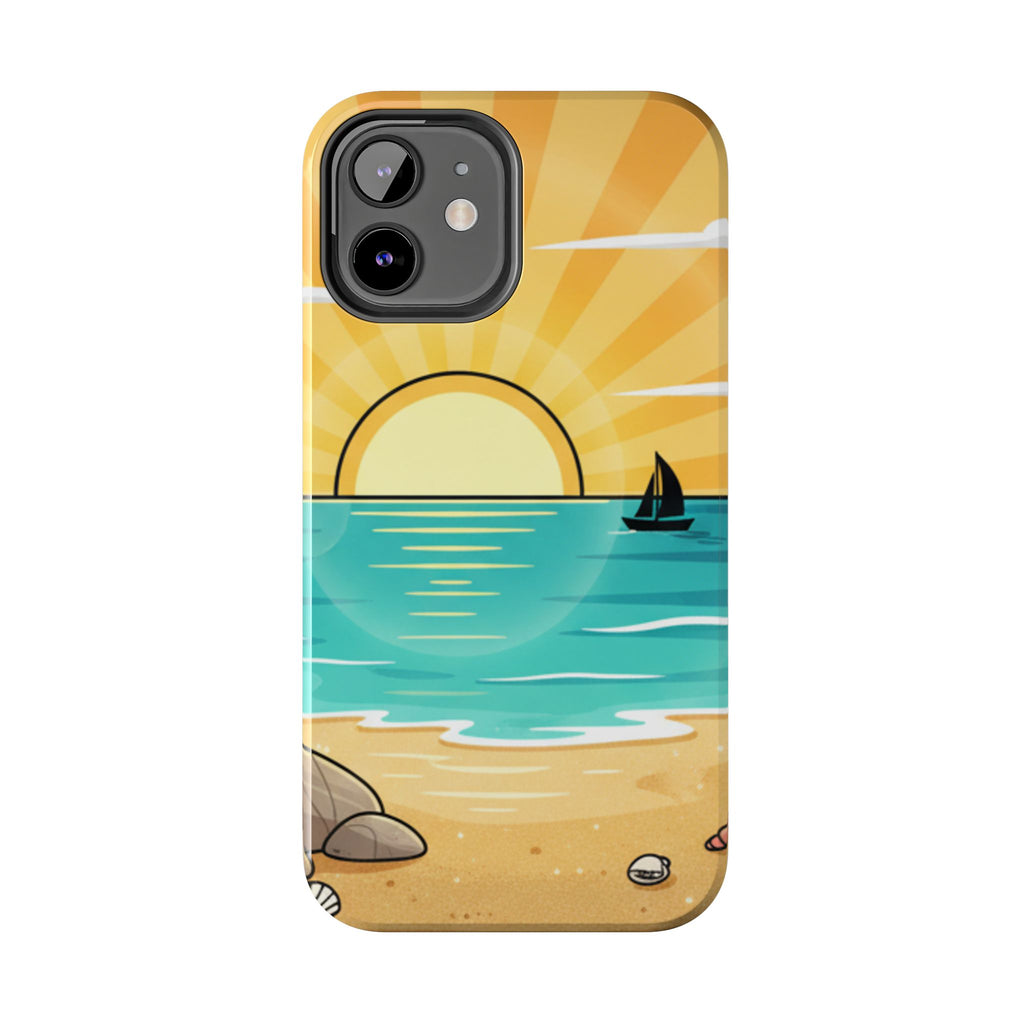 Tough Phone Case — Sunset Beach Sailboat Design