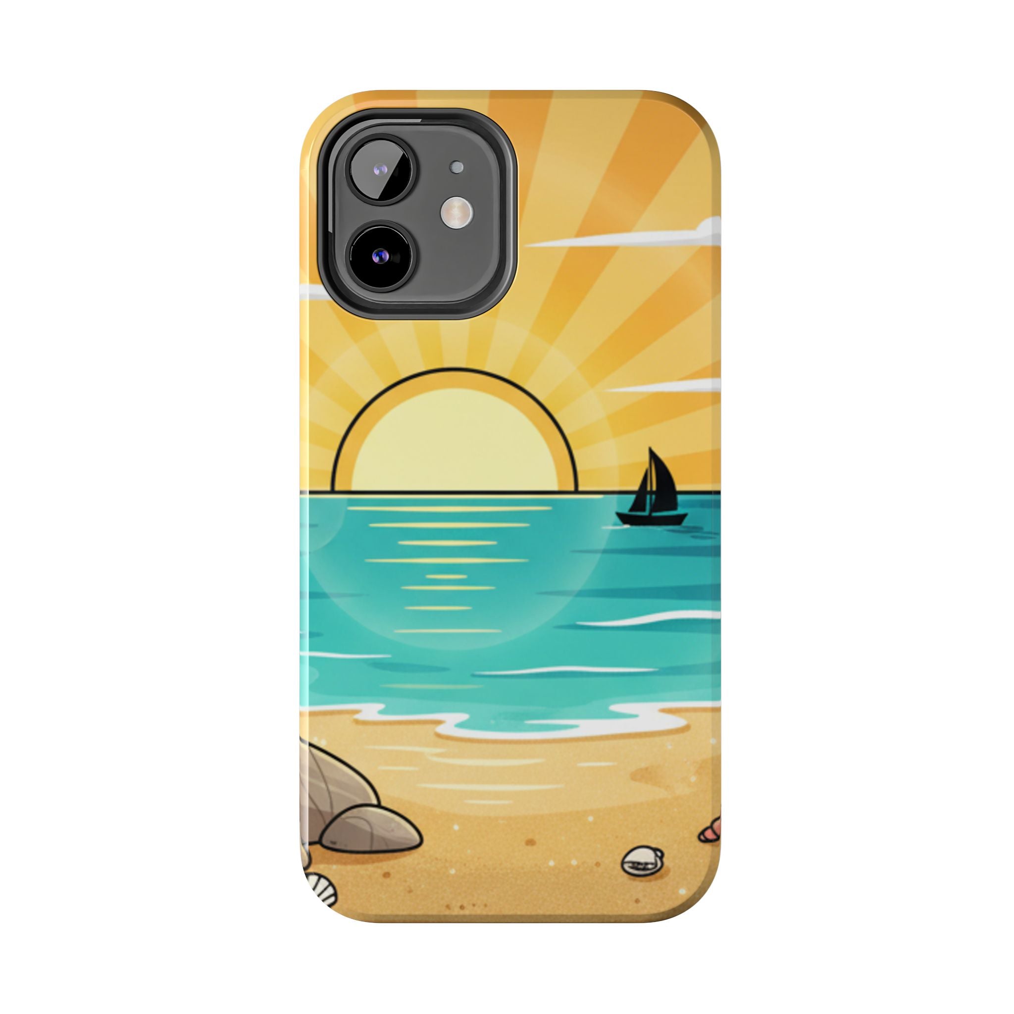 Tough Phone Case — Sunset Beach Sailboat Design