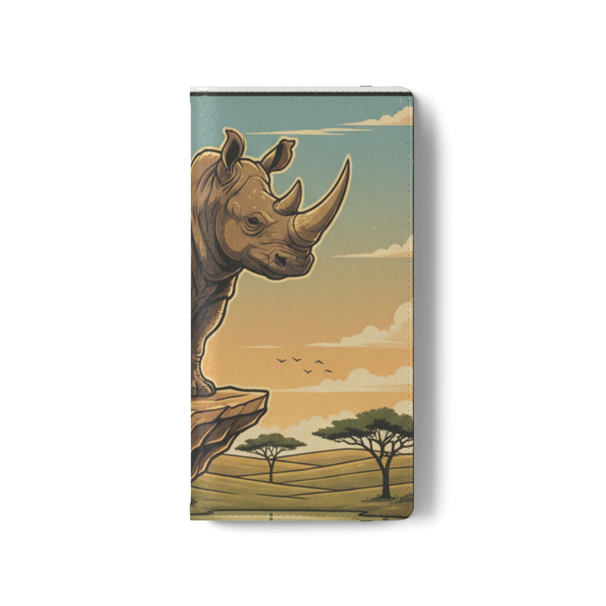 Rhino Sunset Flip Phone Case – Safari Wildlife Wallet Case