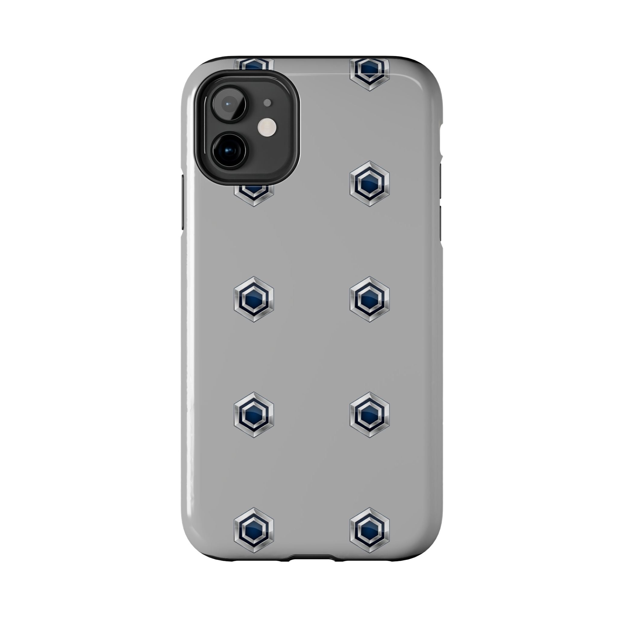 Tough Phone Case — Minimal Hex Rivet Armor (Gray)