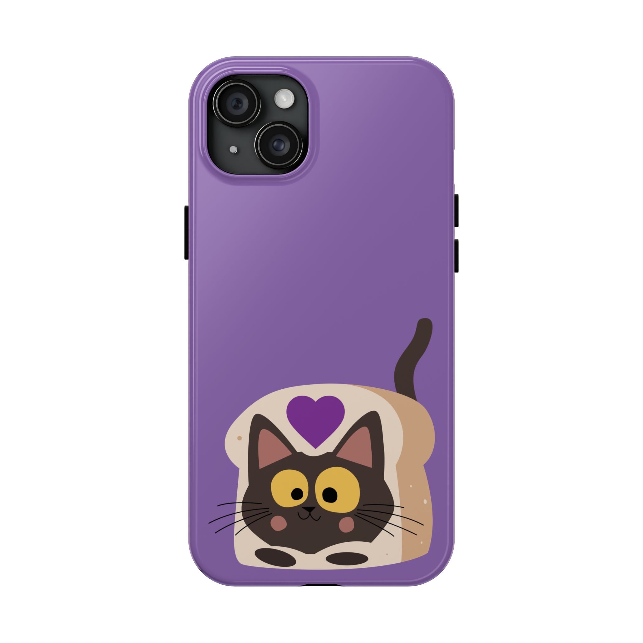 Purple Cute Cat-in-Bread Tough Phone Case — Cute Cat Heart Design