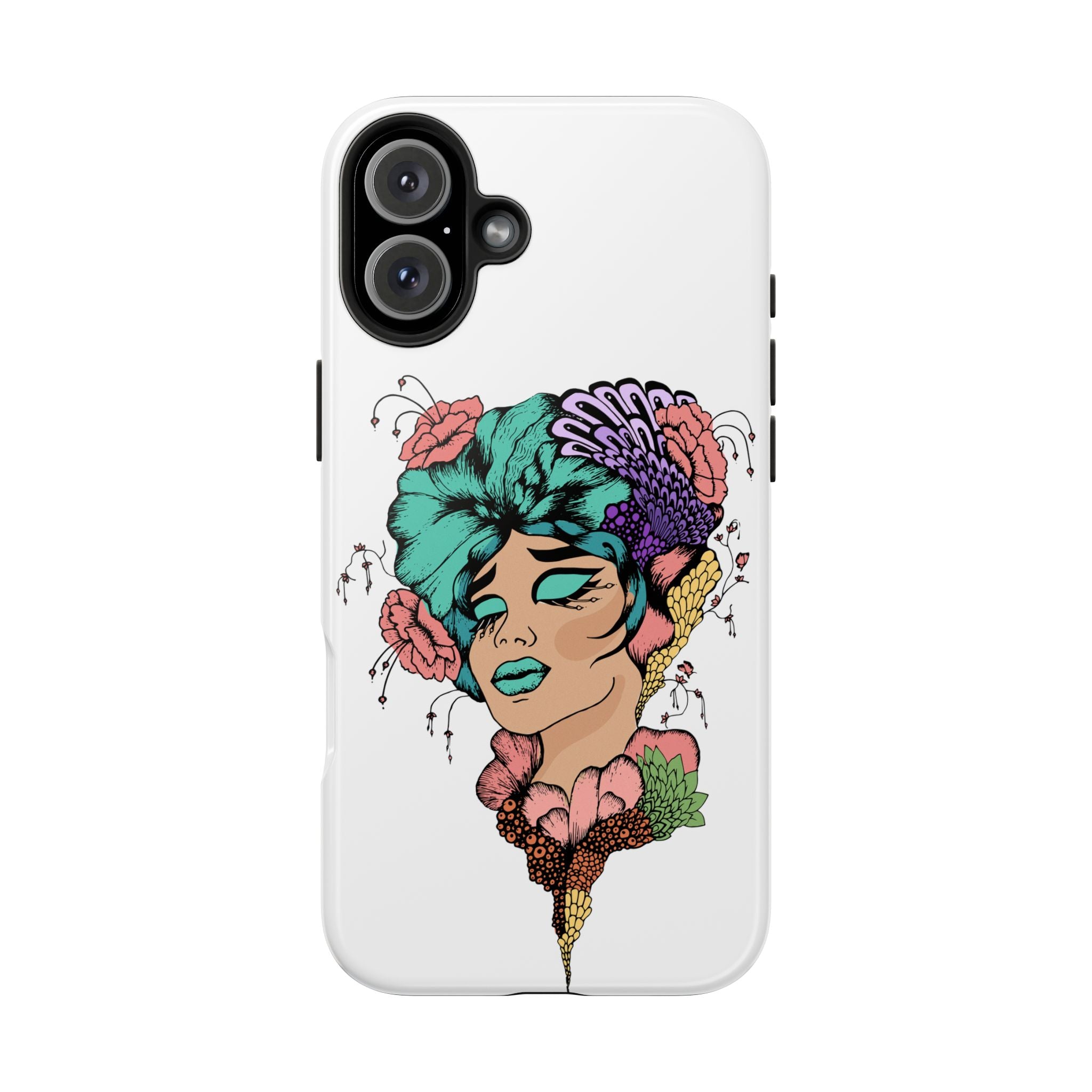 Tough Phone Case — Floral Pop Art Portrait Protective Cover