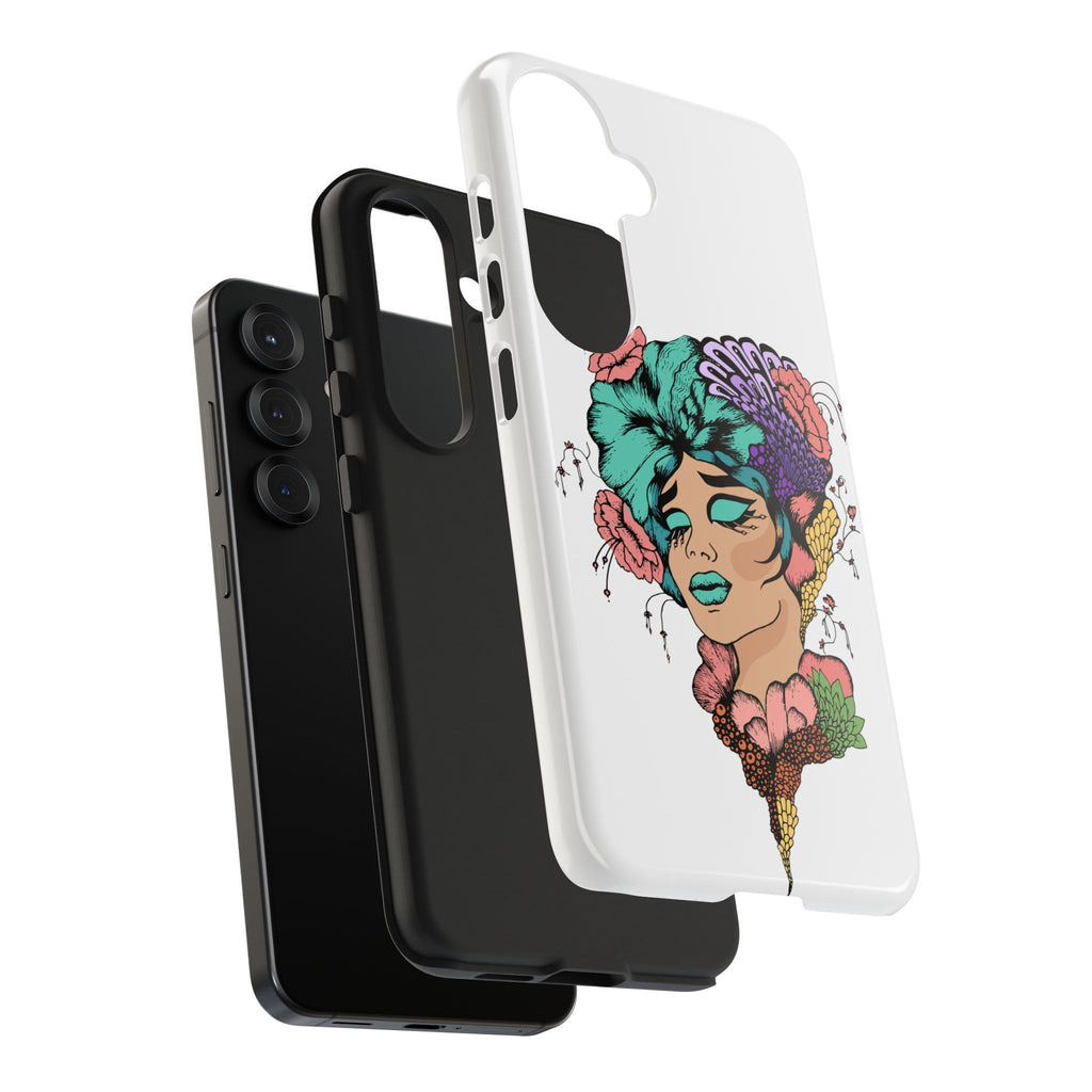 Tough Phone Case — Floral Pop Art Portrait Protective Cover