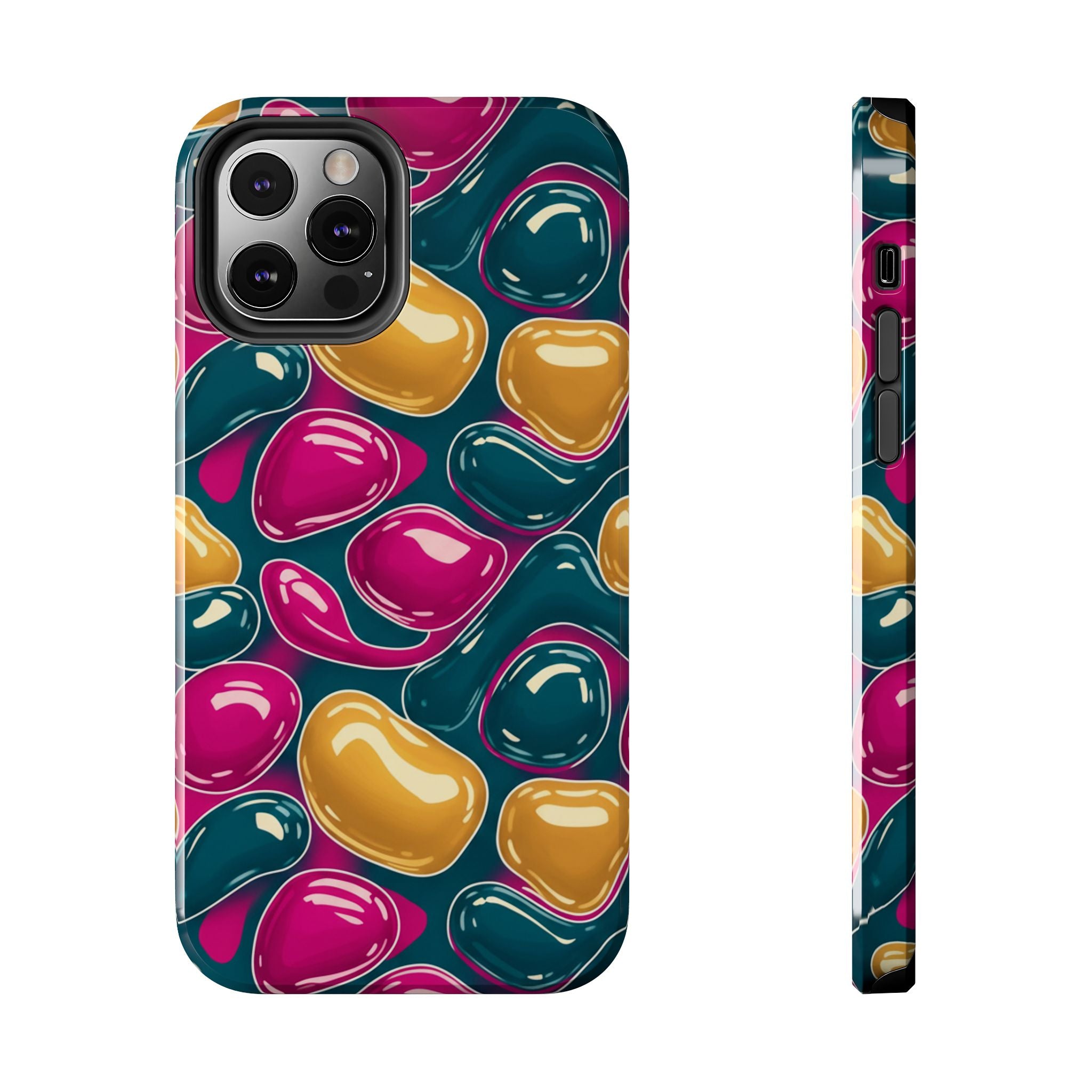 Abstract Colorful Blob Phone Case — Bold Teal, Magenta & Gold Protective Cover