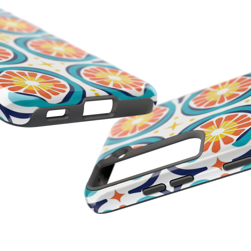 Citrus Tile Tough Phone Case — Colorful Retro Orange Slice Pattern