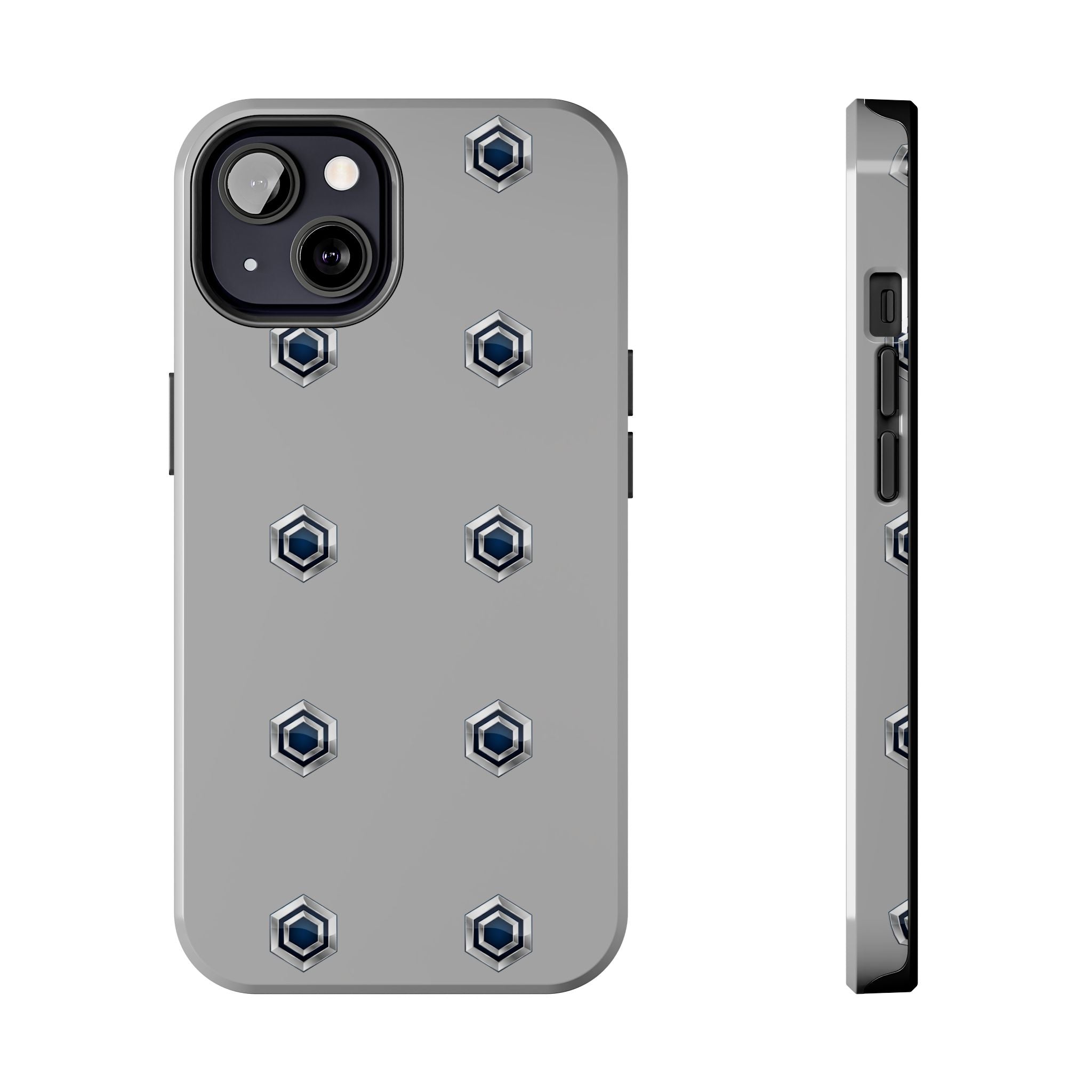 Tough Phone Case — Minimal Hex Rivet Armor (Gray)