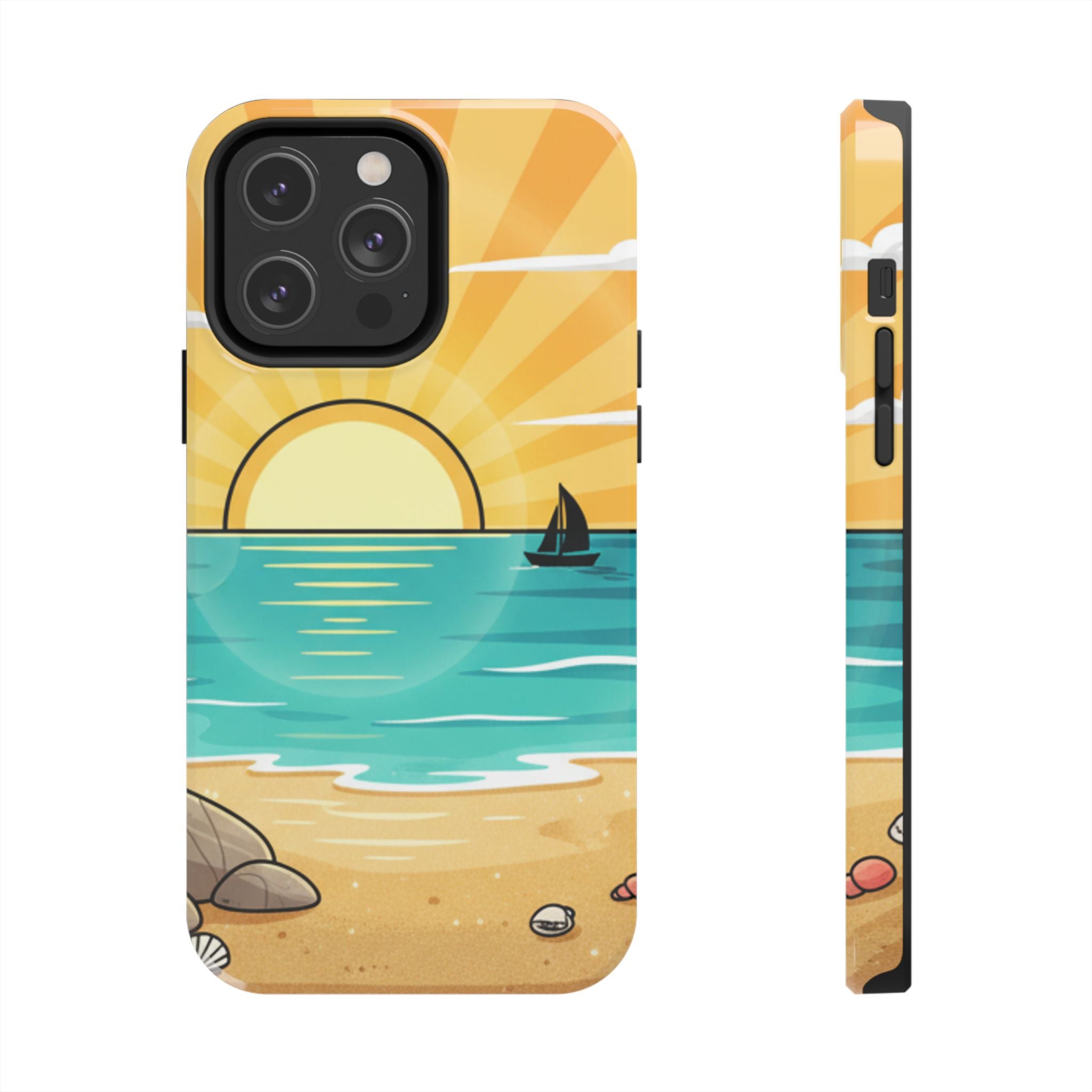 Tough Phone Case — Sunset Beach Sailboat Design