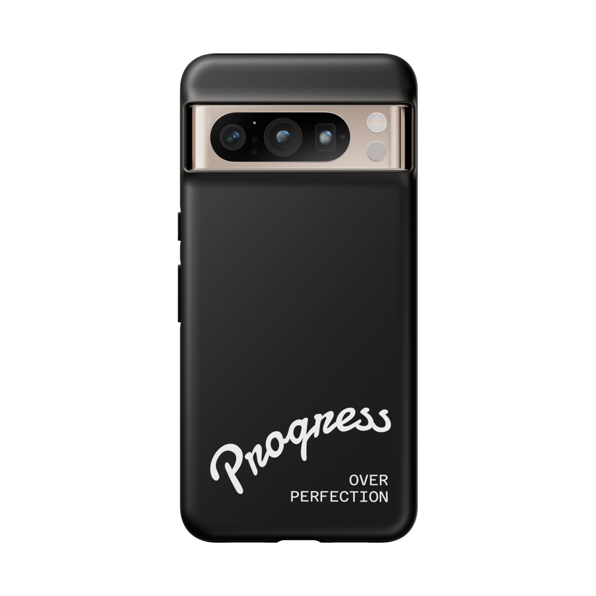 Phone Case - "Progress Over Perfection" Glossy Black Protective Cover