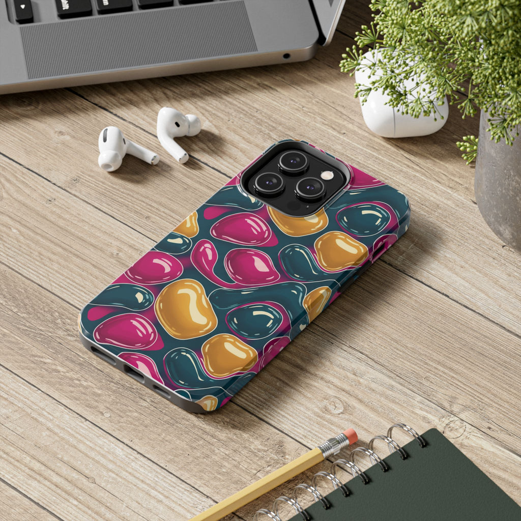 Abstract Colorful Blob Phone Case — Bold Teal, Magenta & Gold Protective Cover