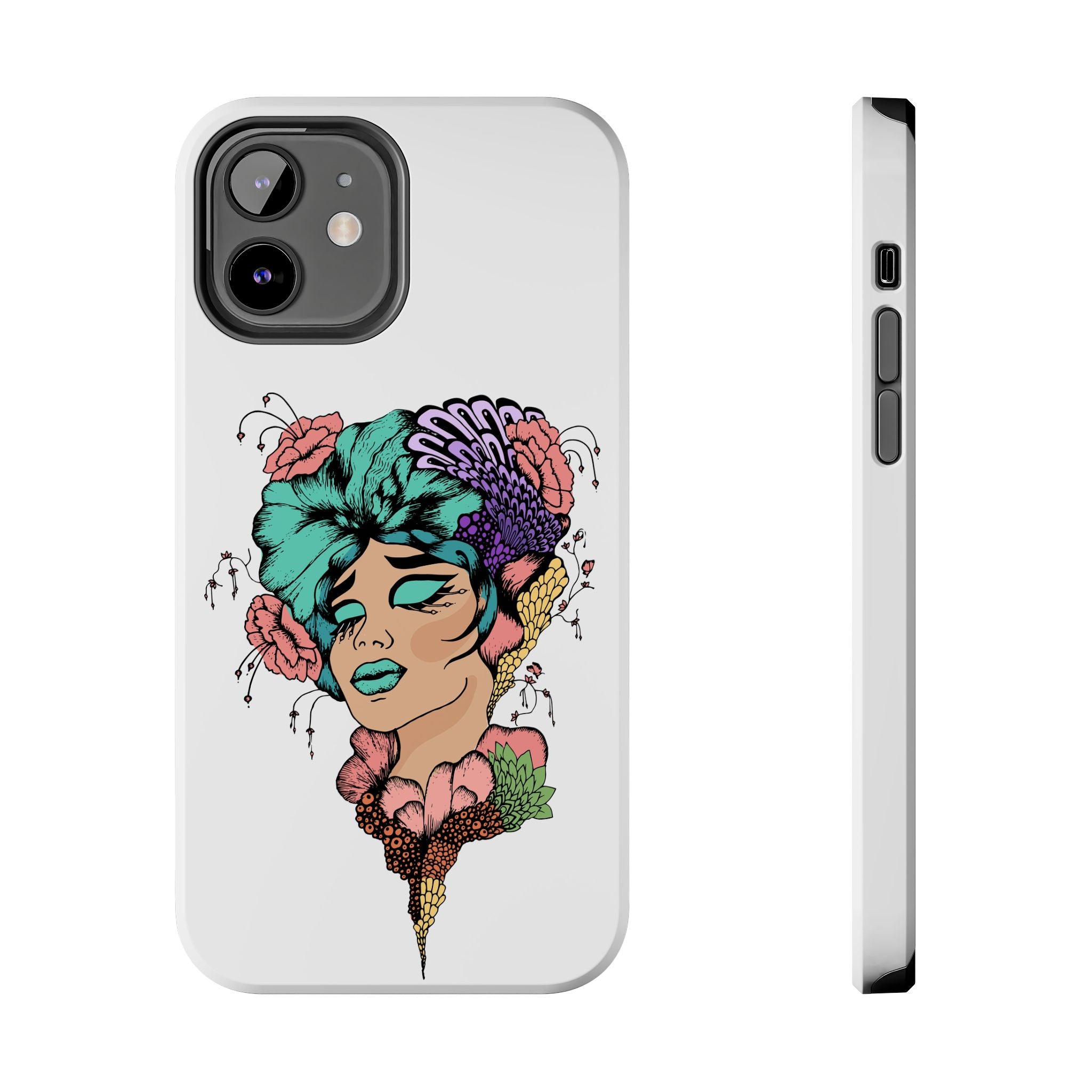 Tough Phone Case — Floral Pop Art Portrait Protective Cover