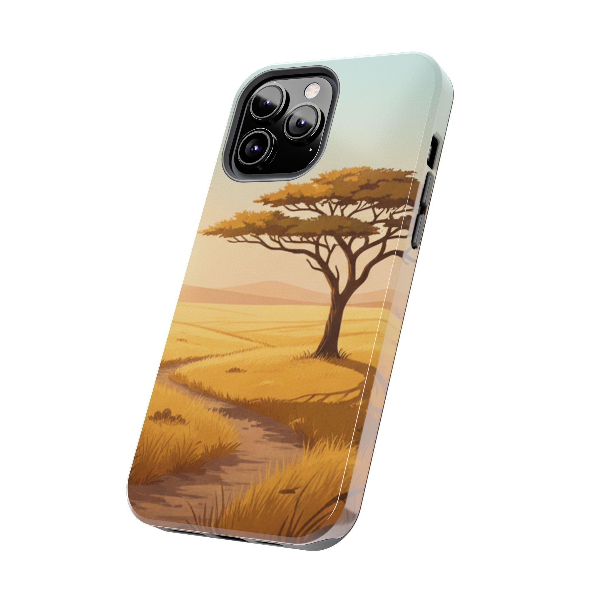 Safari Sunset Tough Phone Case — African Savanna Tree Design