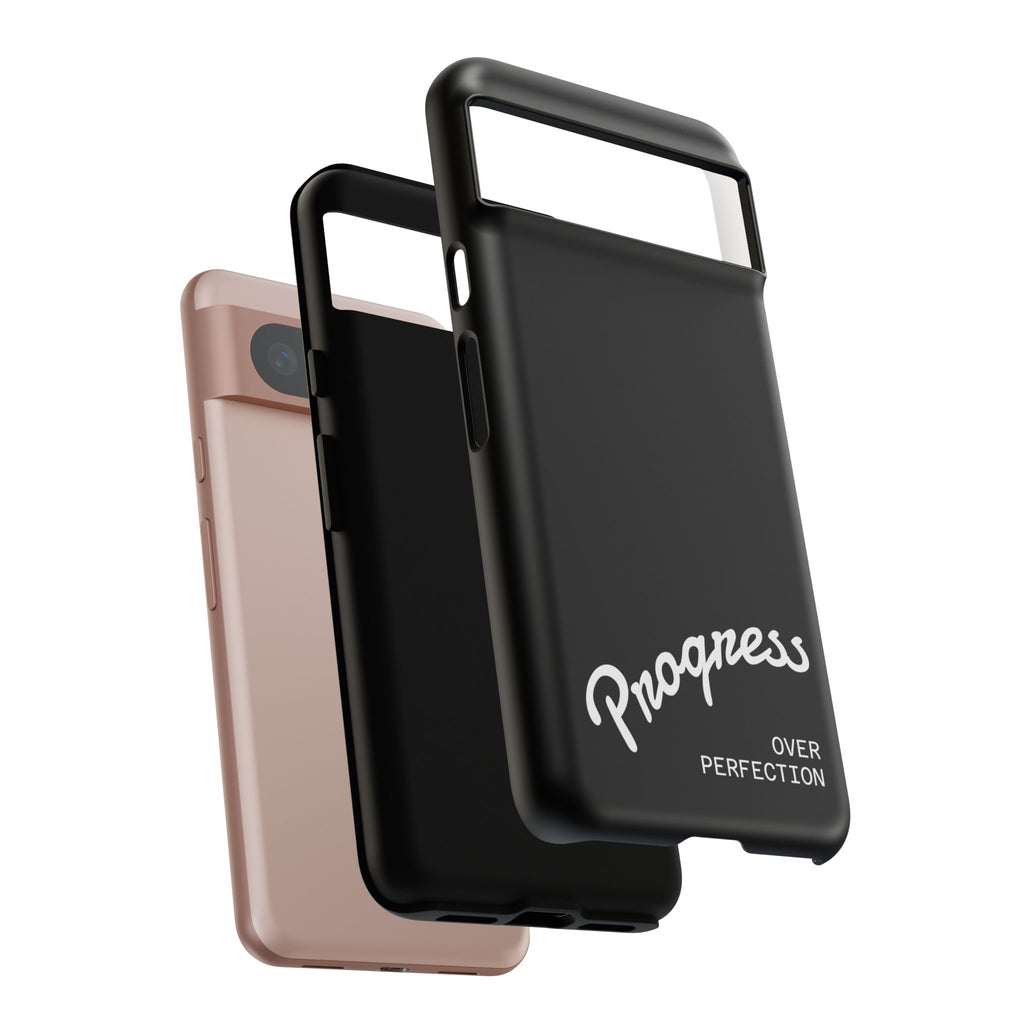 Phone Case - "Progress Over Perfection" Glossy Black Protective Cover
