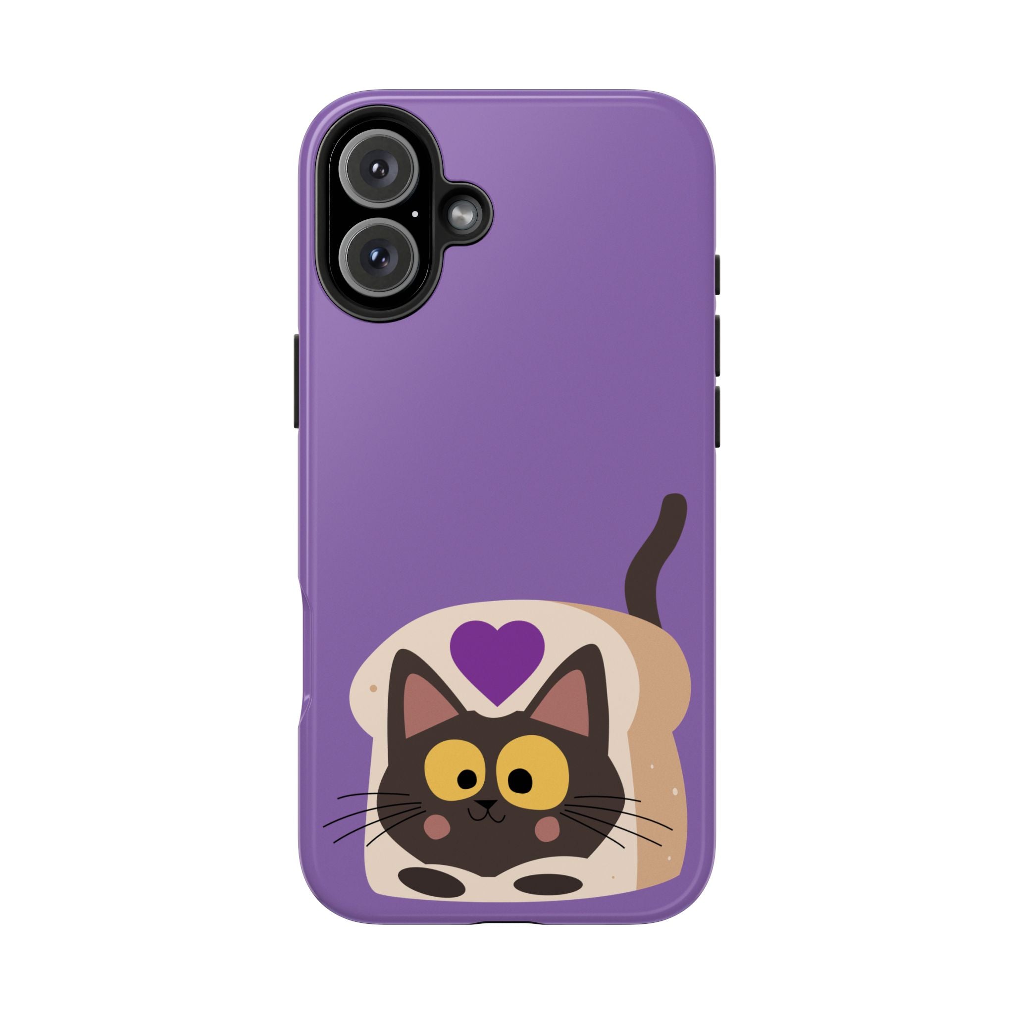 Purple Cute Cat-in-Bread Tough Phone Case — Cute Cat Heart Design