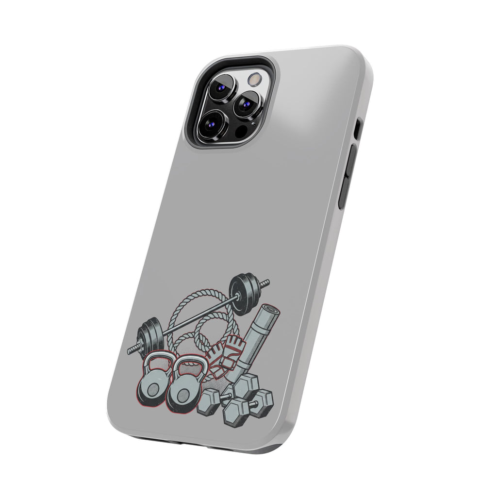 Fitness Gear Tough Phone Case — Dumbbells, Kettlebells & Jump Rope Design