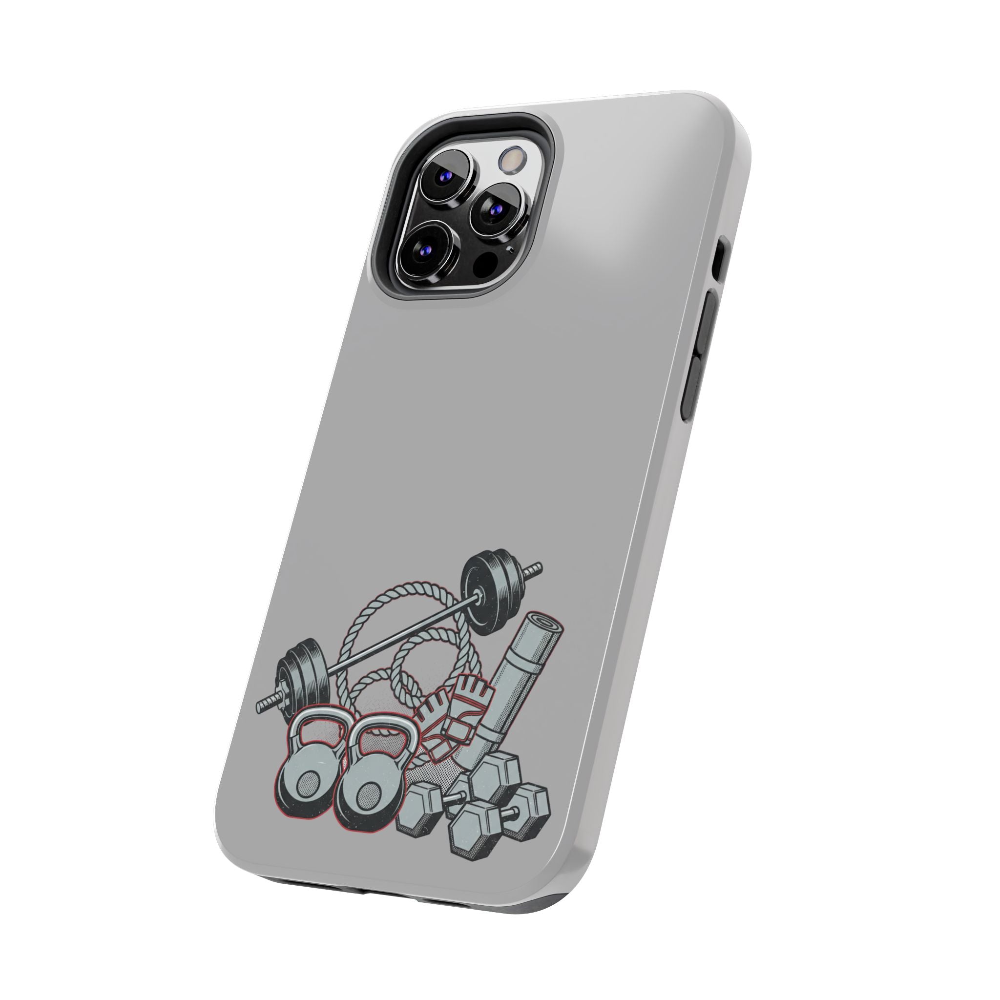 Fitness Gear Tough Phone Case — Dumbbells, Kettlebells & Jump Rope Design