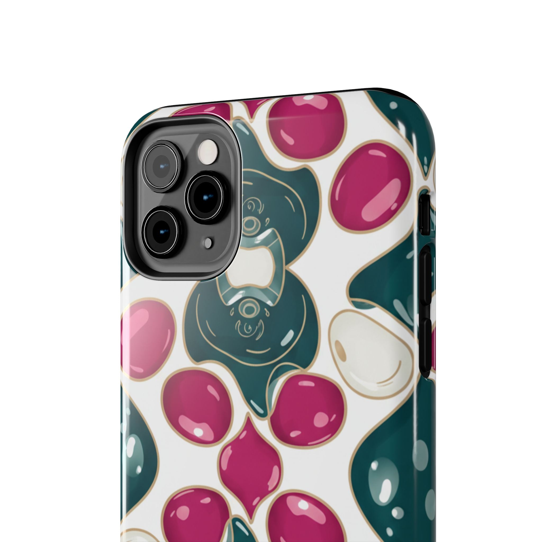 Floral Jewel Pattern Tough Phone Case — Teal & Fuchsia Protective Cover