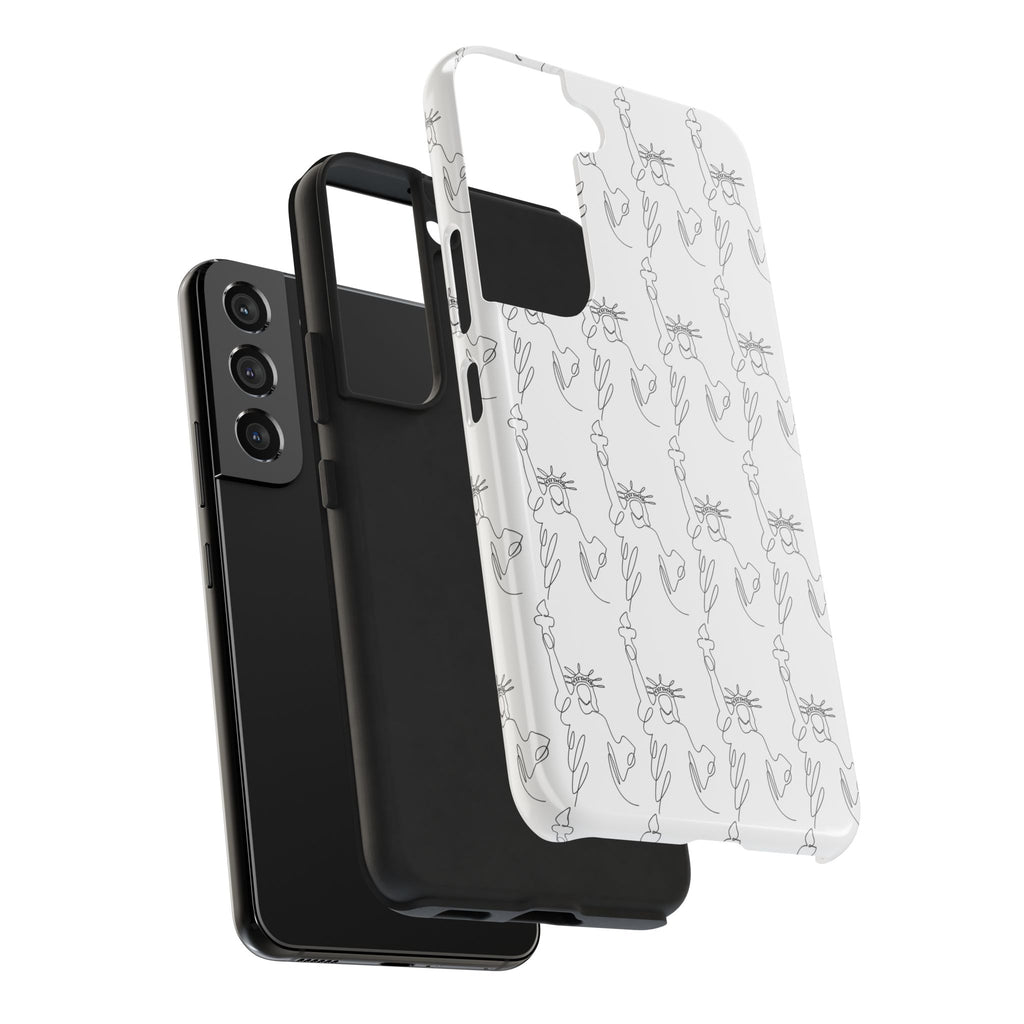 Statue of Liberty Sketch Tough Phone Case — Minimal Patriotic iPhone Cover