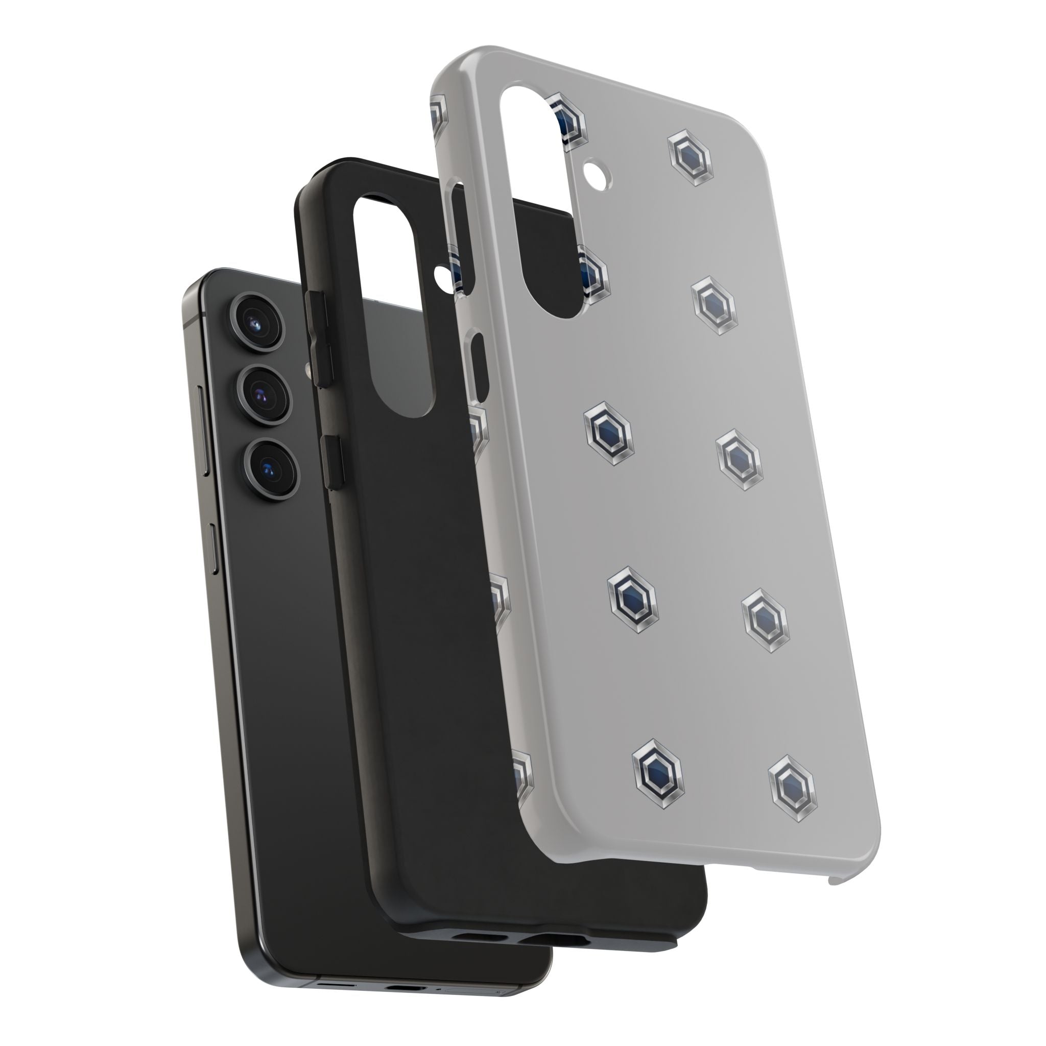 Tough Phone Case — Minimal Hex Rivet Armor (Gray)