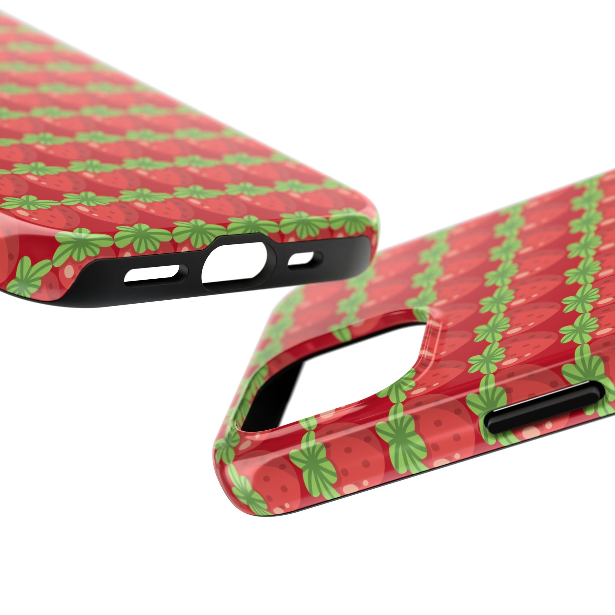 Strawberry Pattern Tough Phone Case — Cute Red Fruit Protective Cover