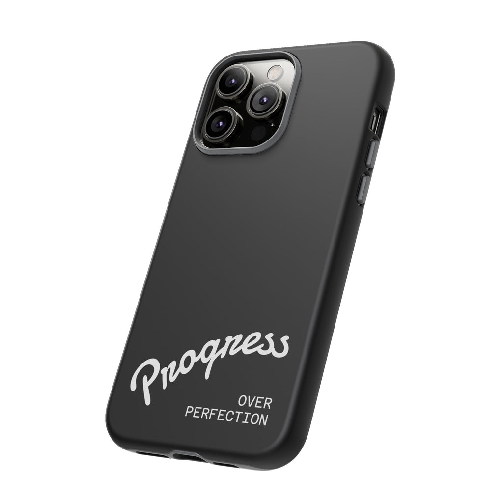 Phone Case - "Progress Over Perfection" Glossy Black Protective Cover