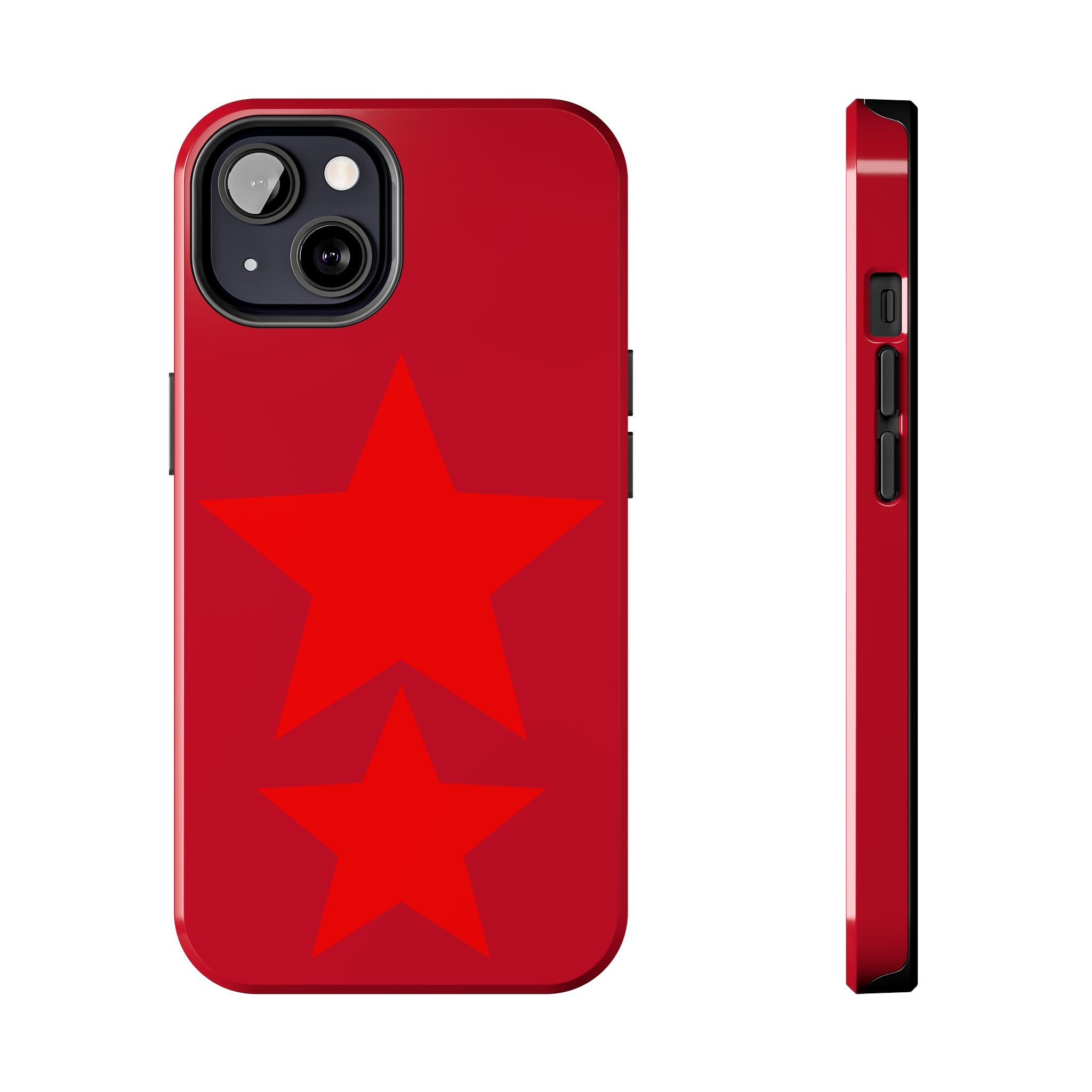 Red Star Tough Phone Case — Dual-Star Protective iPhone Cover