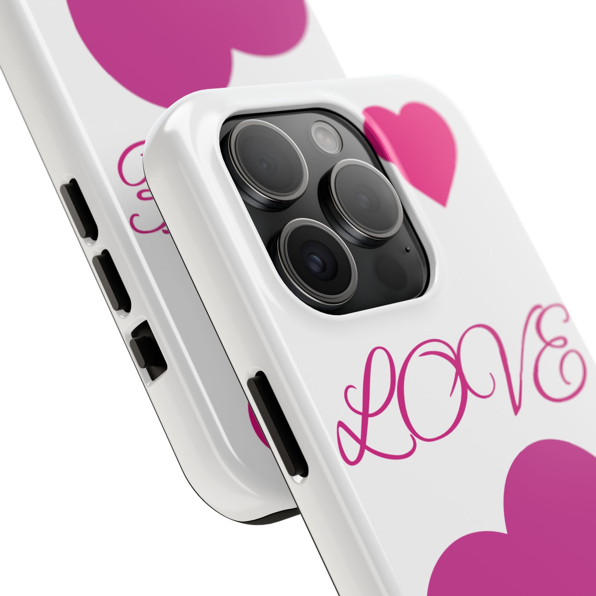 Love Heart Tough Phone Case — Pink Hearts Protective Phone Cover
