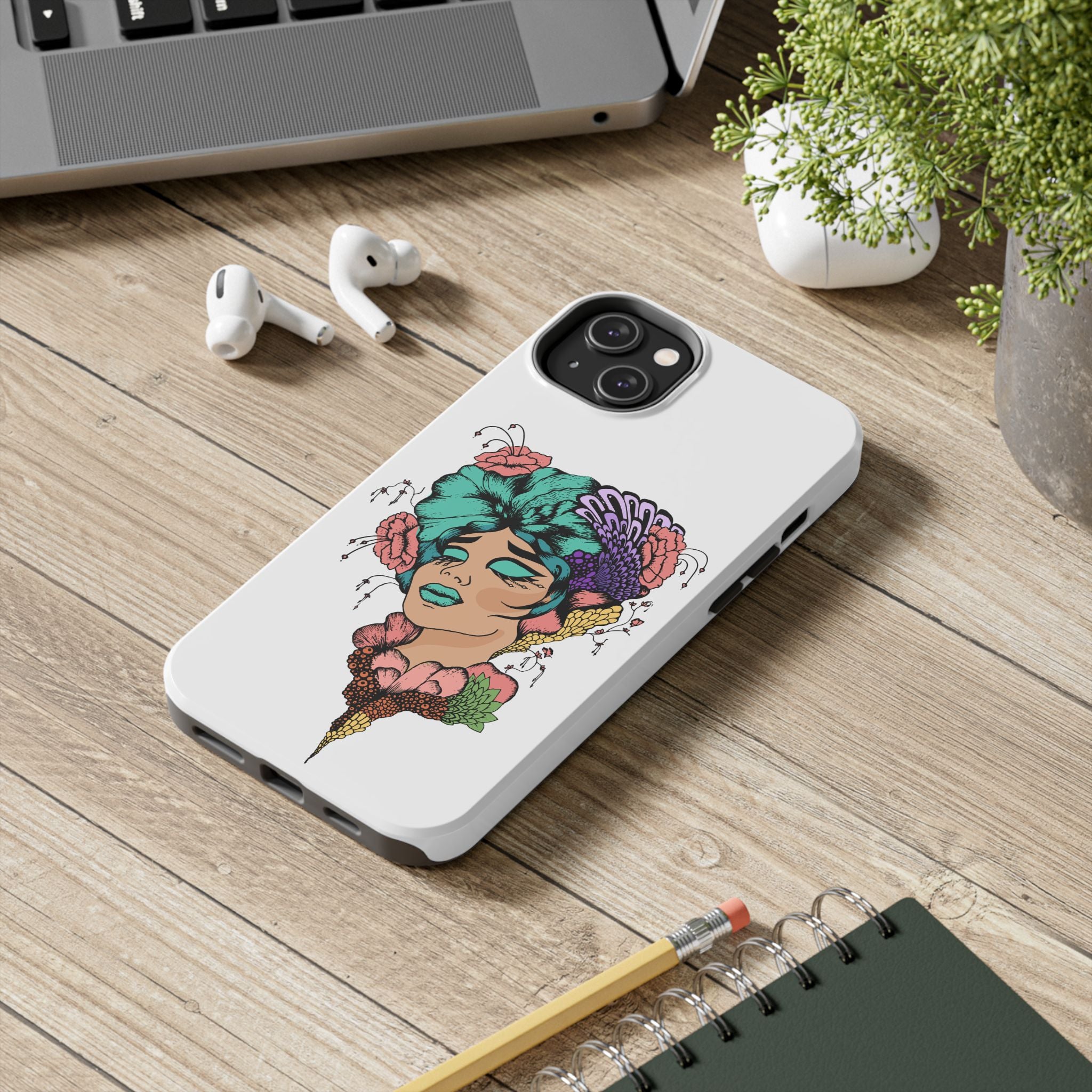 Tough Phone Case — Floral Pop Art Portrait Protective Cover