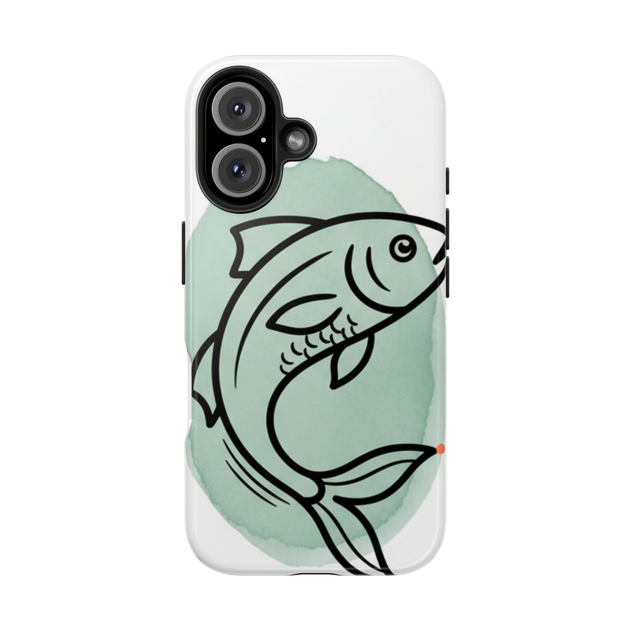 Fish Silhouette Tough Phone Case — Minimalist Aqua Watercolor Design