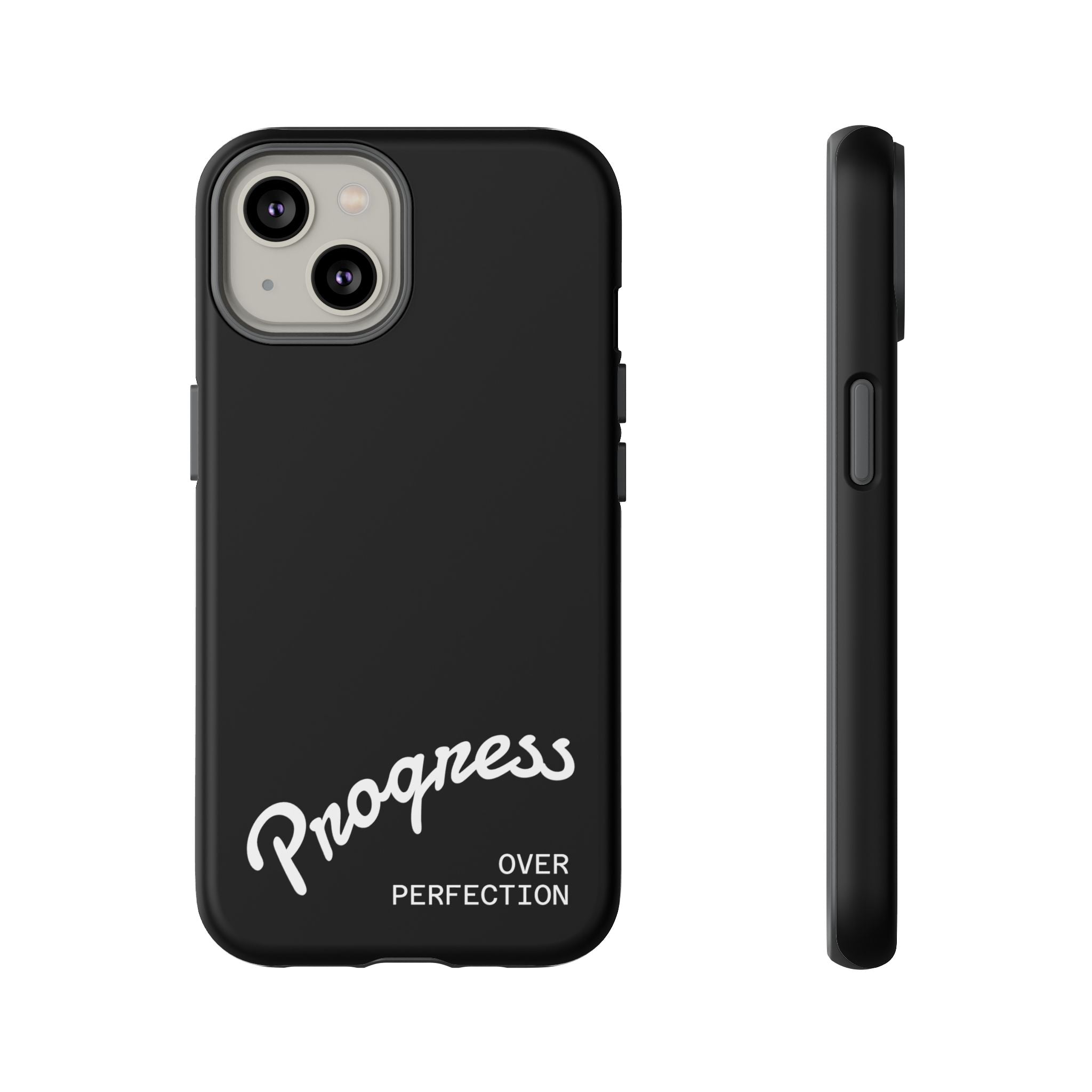 Phone Case - "Progress Over Perfection" Glossy Black Protective Cover