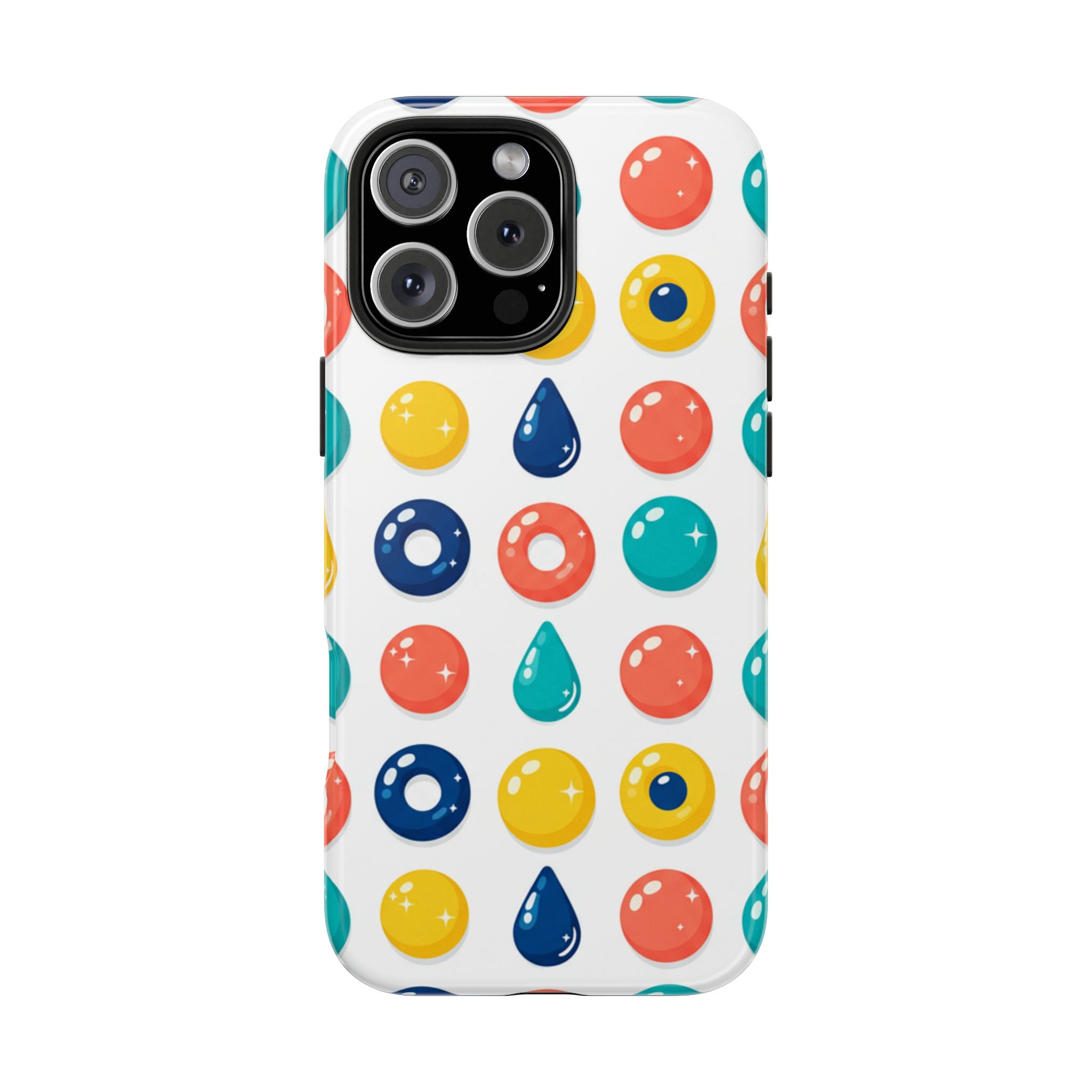 Colorful Candy Dot Tough Phone Case — Bright Retro Polka Drop Design