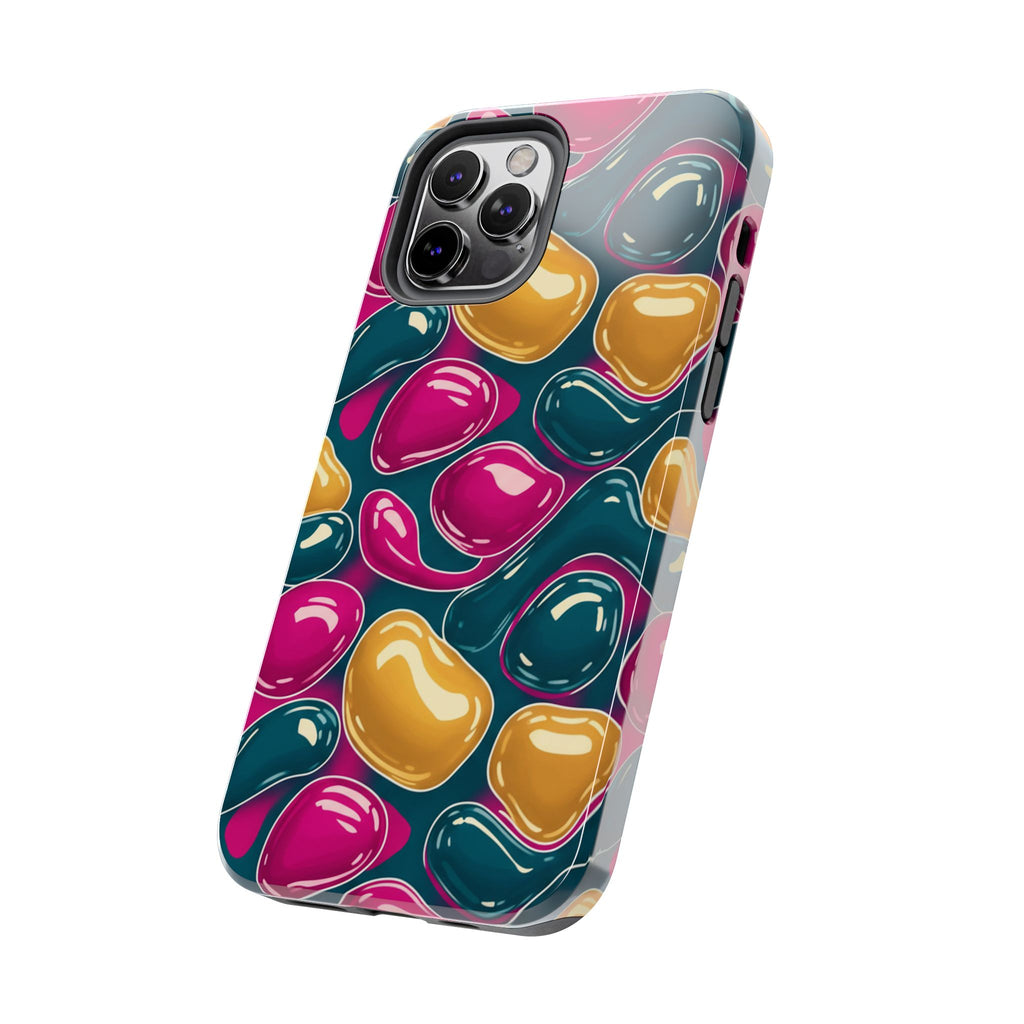 Abstract Colorful Blob Phone Case — Bold Teal, Magenta & Gold Protective Cover