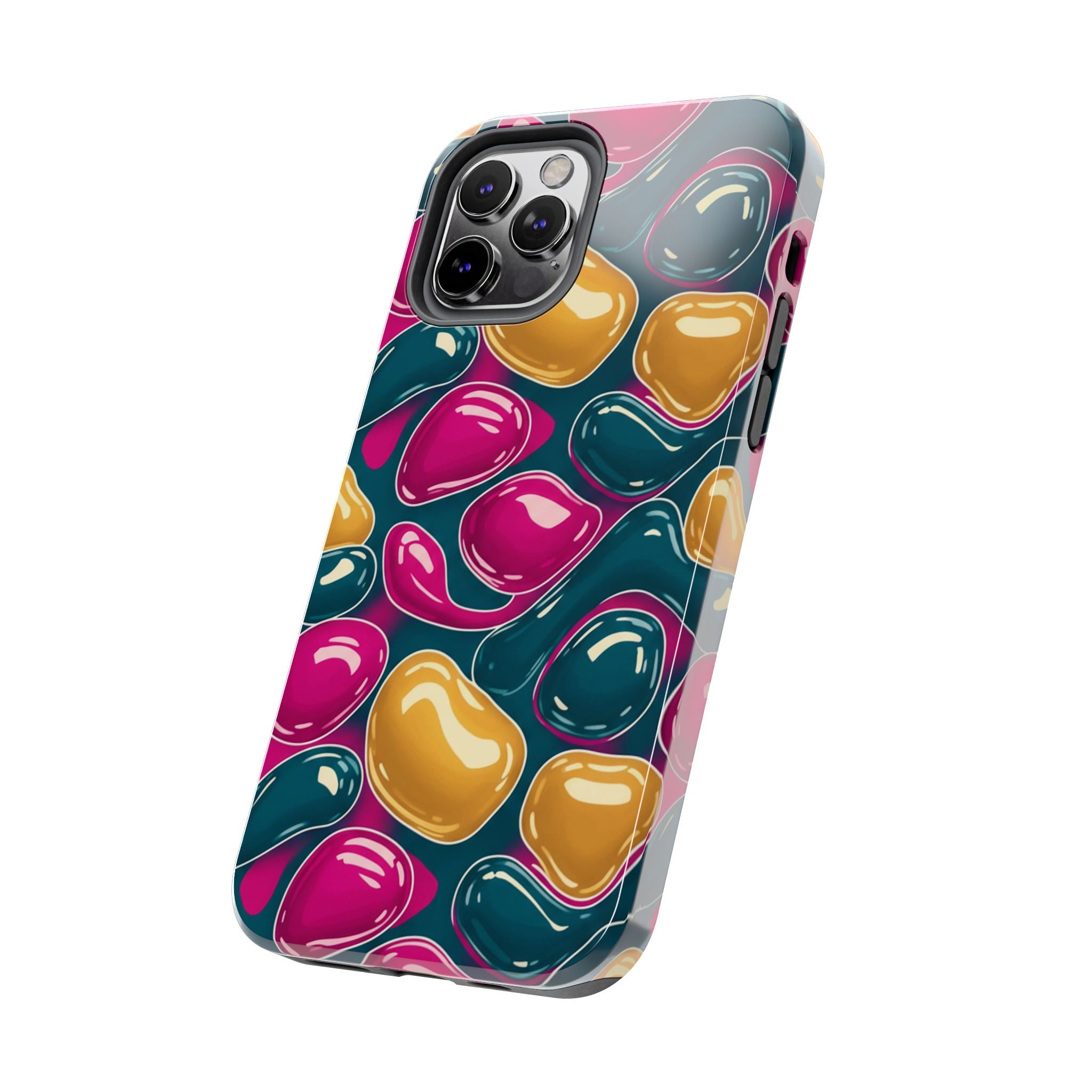 Abstract Colorful Blob Phone Case — Bold Teal, Magenta & Gold Protective Cover