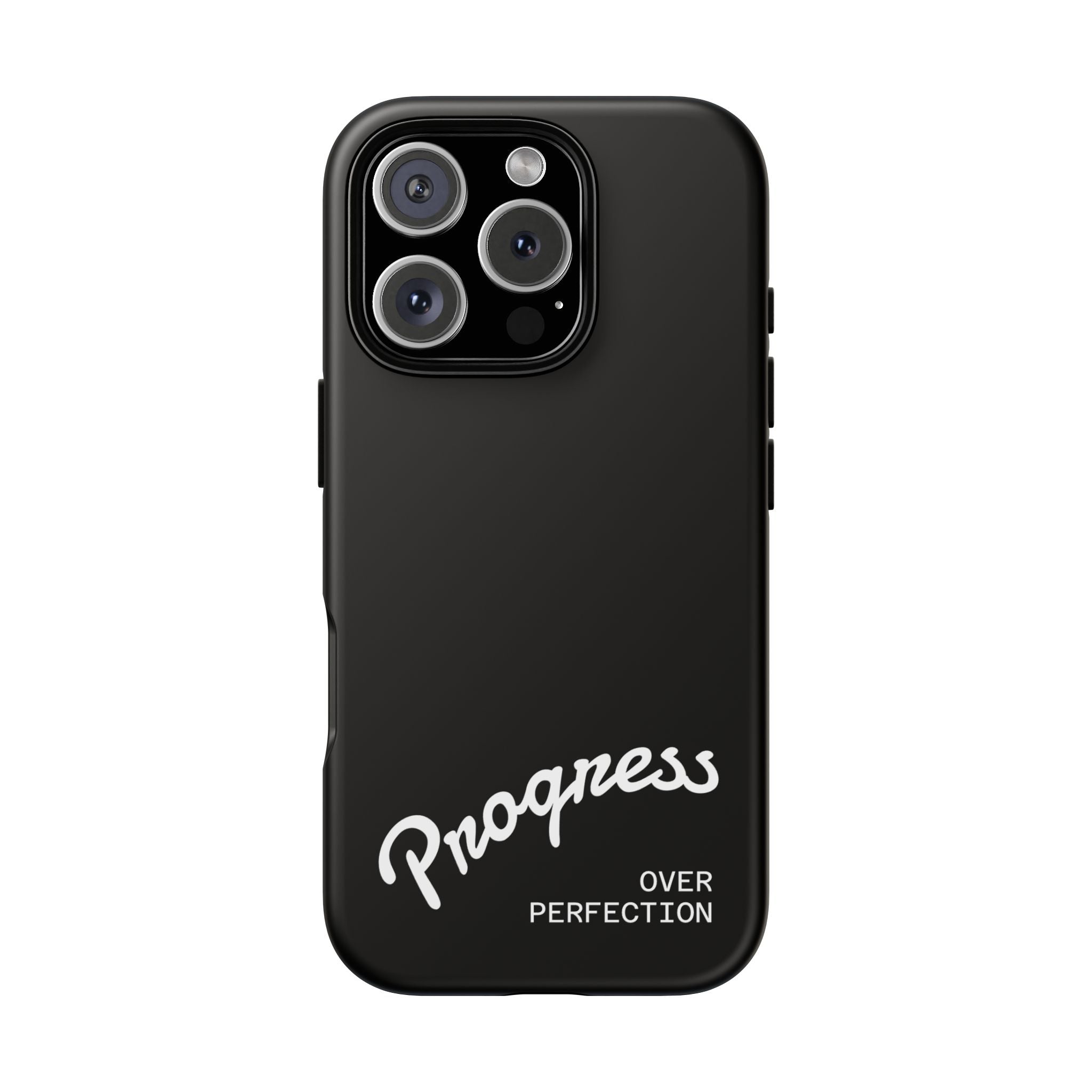 Phone Case - "Progress Over Perfection" Glossy Black Protective Cover