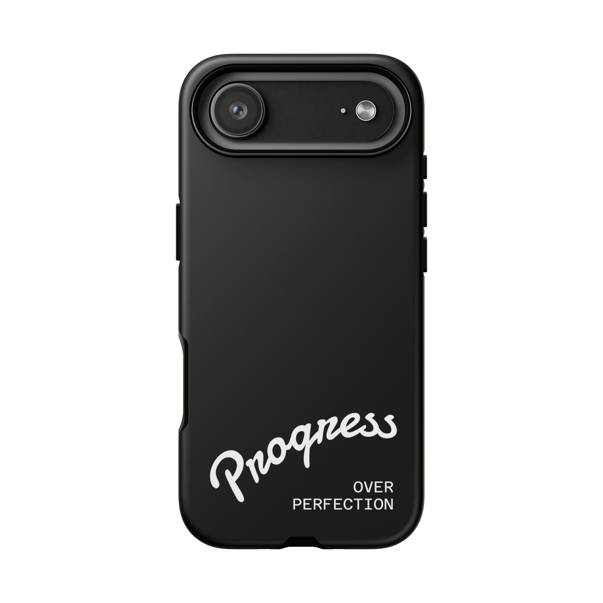 Phone Case - "Progress Over Perfection" Glossy Black Protective Cover