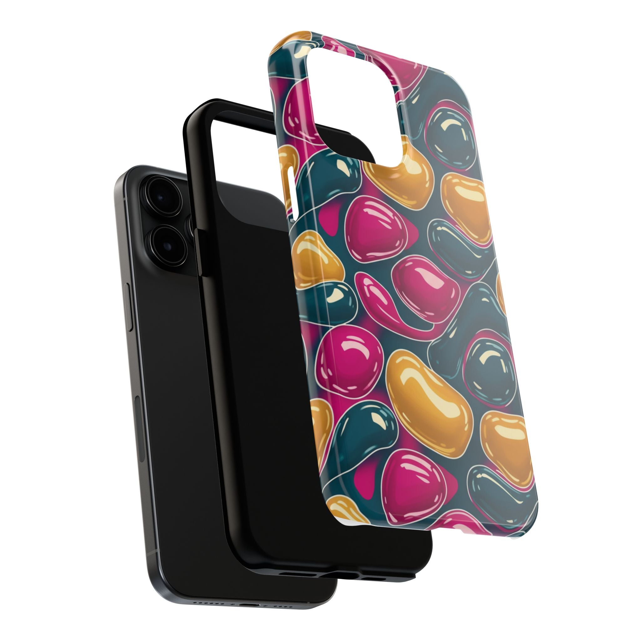 Abstract Colorful Blob Phone Case — Bold Teal, Magenta & Gold Protective Cover