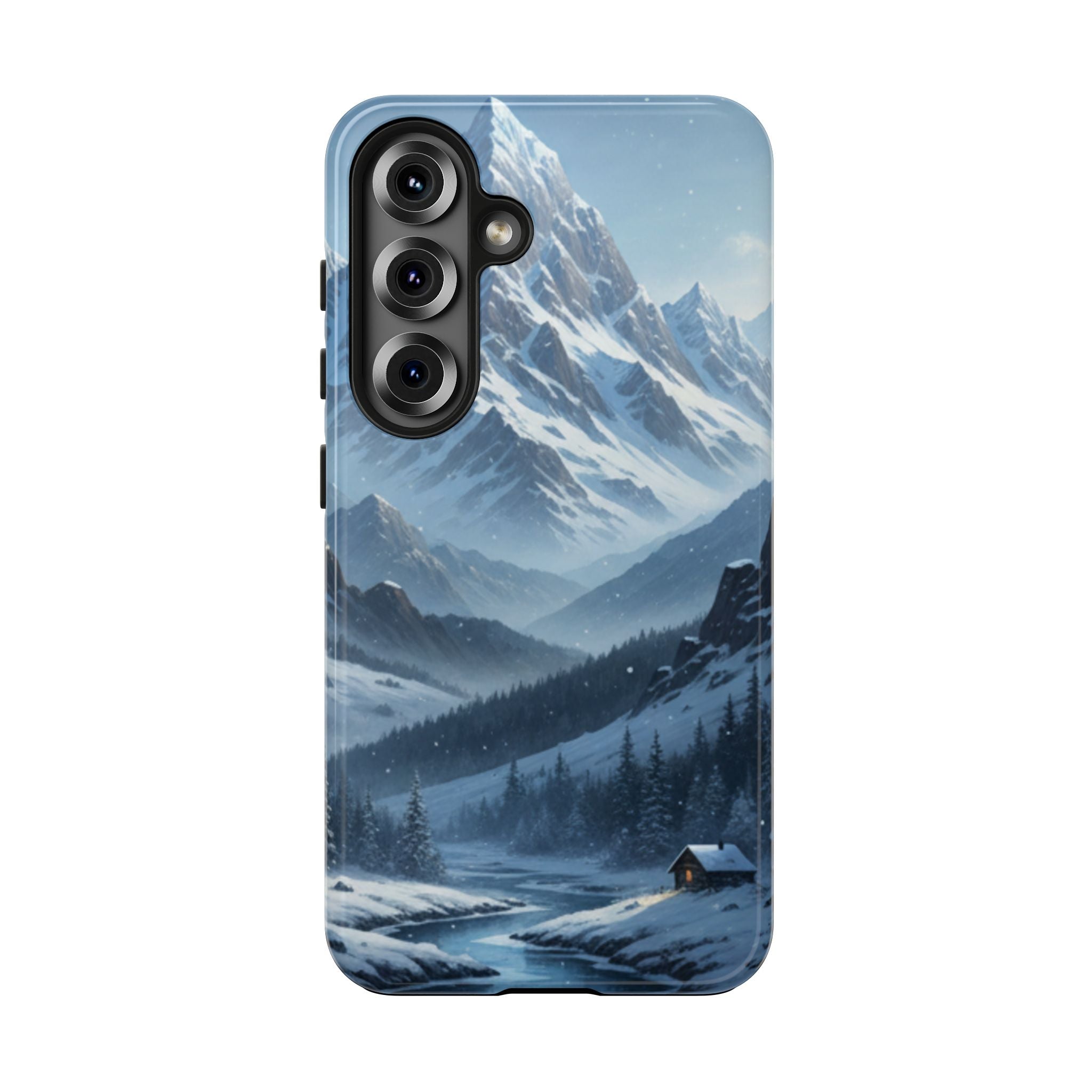 Tough Phone Case — Snowy Mountain Cabin Landscape Protective Phone Cover