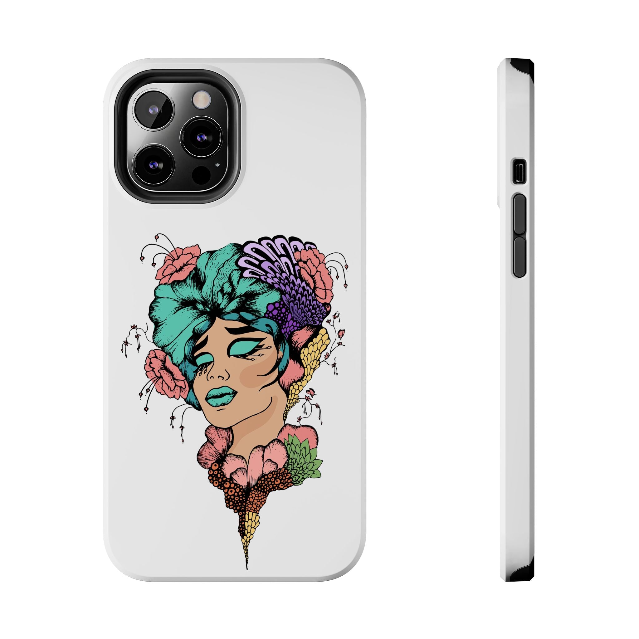 Tough Phone Case — Floral Pop Art Portrait Protective Cover