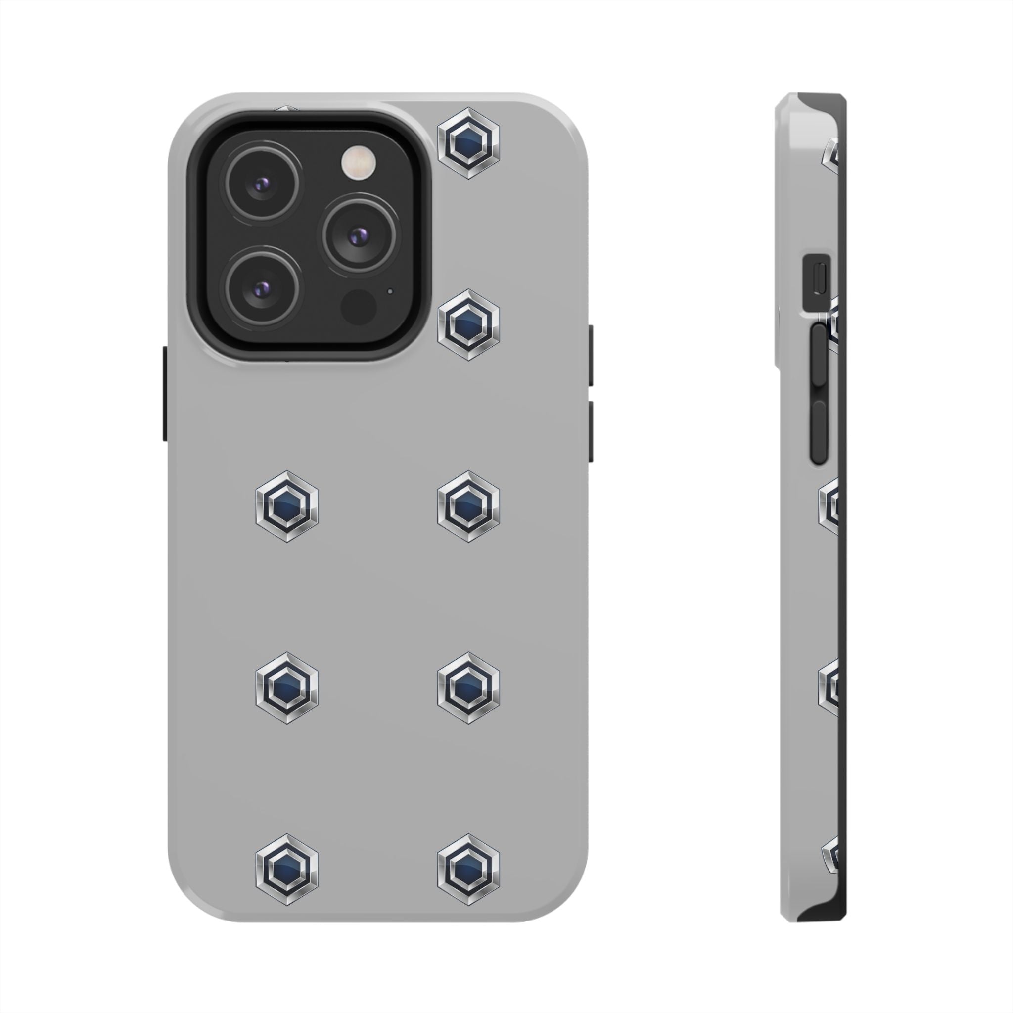 Tough Phone Case — Minimal Hex Rivet Armor (Gray)