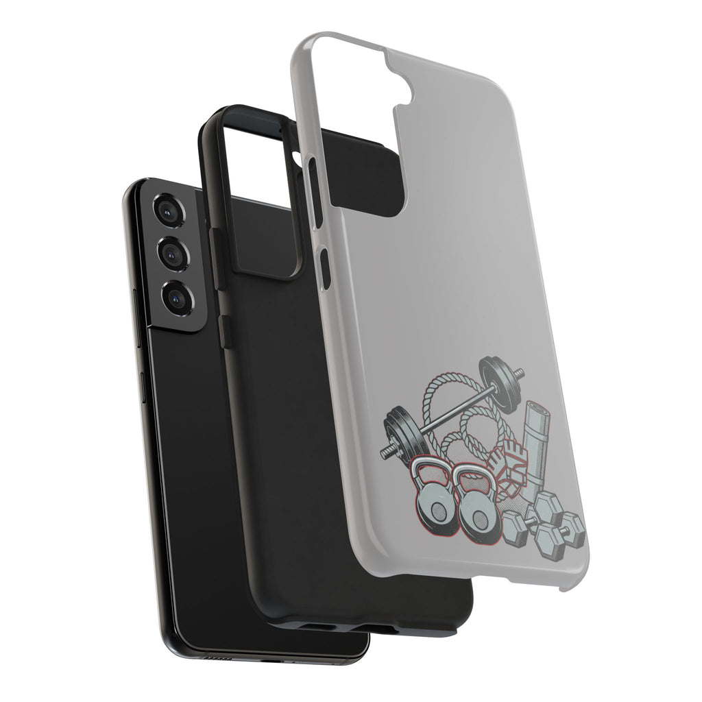Fitness Gear Tough Phone Case — Dumbbells, Kettlebells & Jump Rope Design